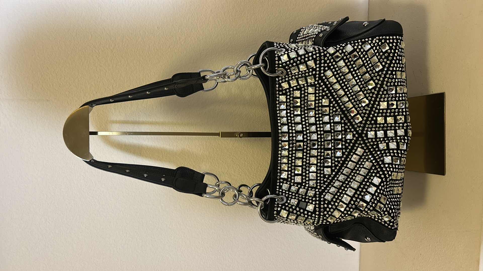 Photo 1 of WOMENS BLACK HANDBAG WITH CRYSTALS