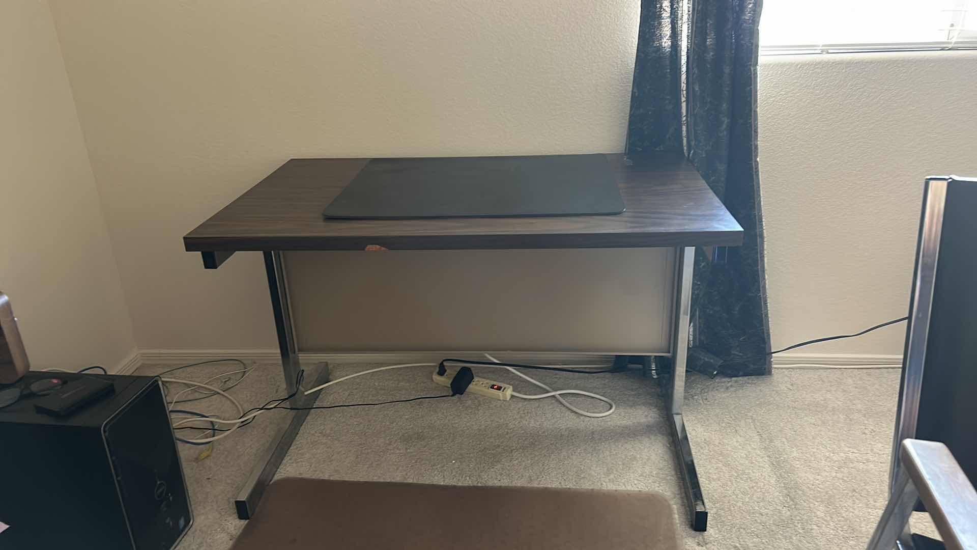 Photo 1 of SMALL DESK 40” x 24” x 25 1/2” AND OFFICE CHAIR, DESK AND FLOOR MAT