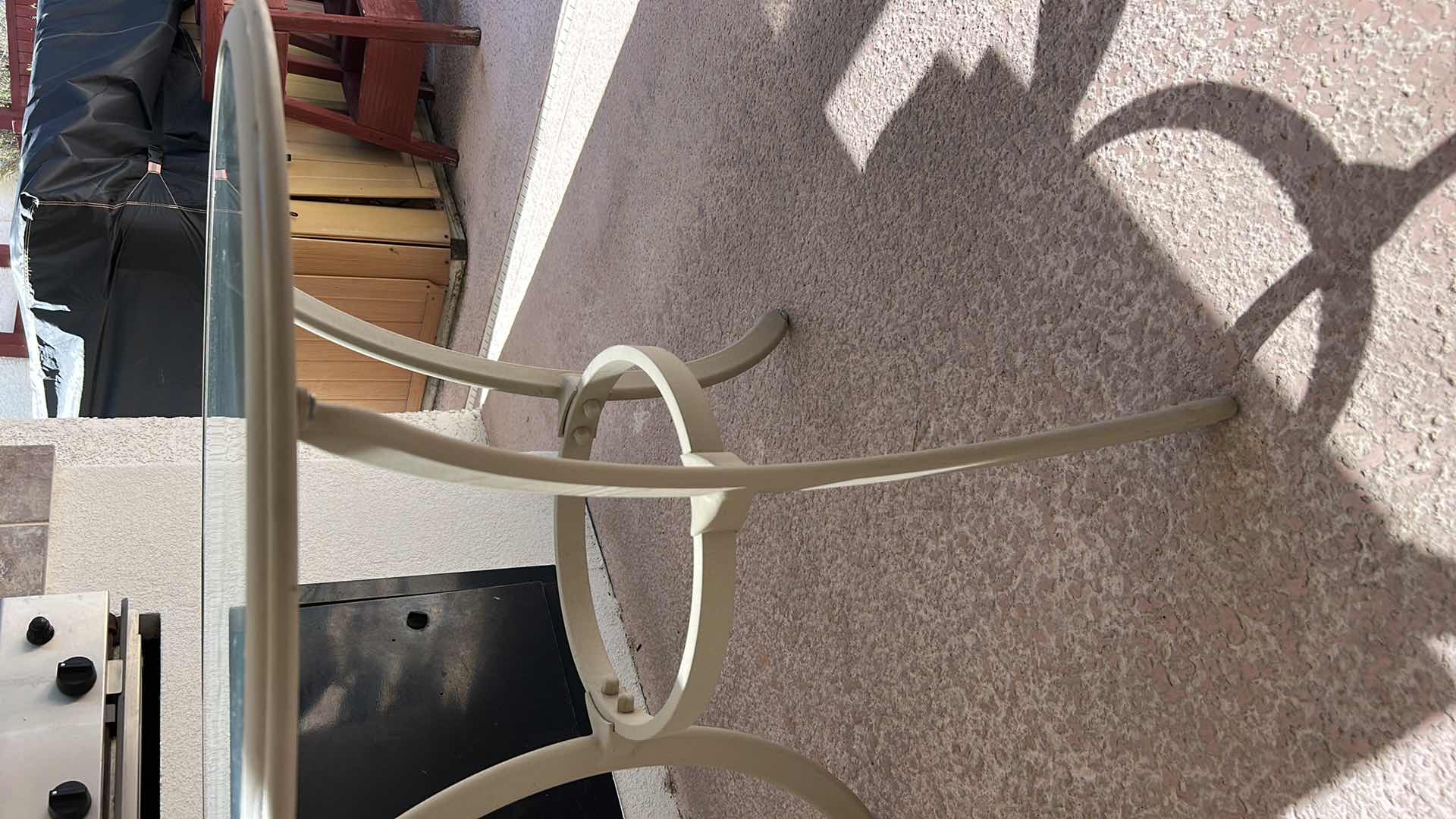 Photo 1 of OUTDOOR METAL GLASS TOP TABLE 31 1/2“ x H28“