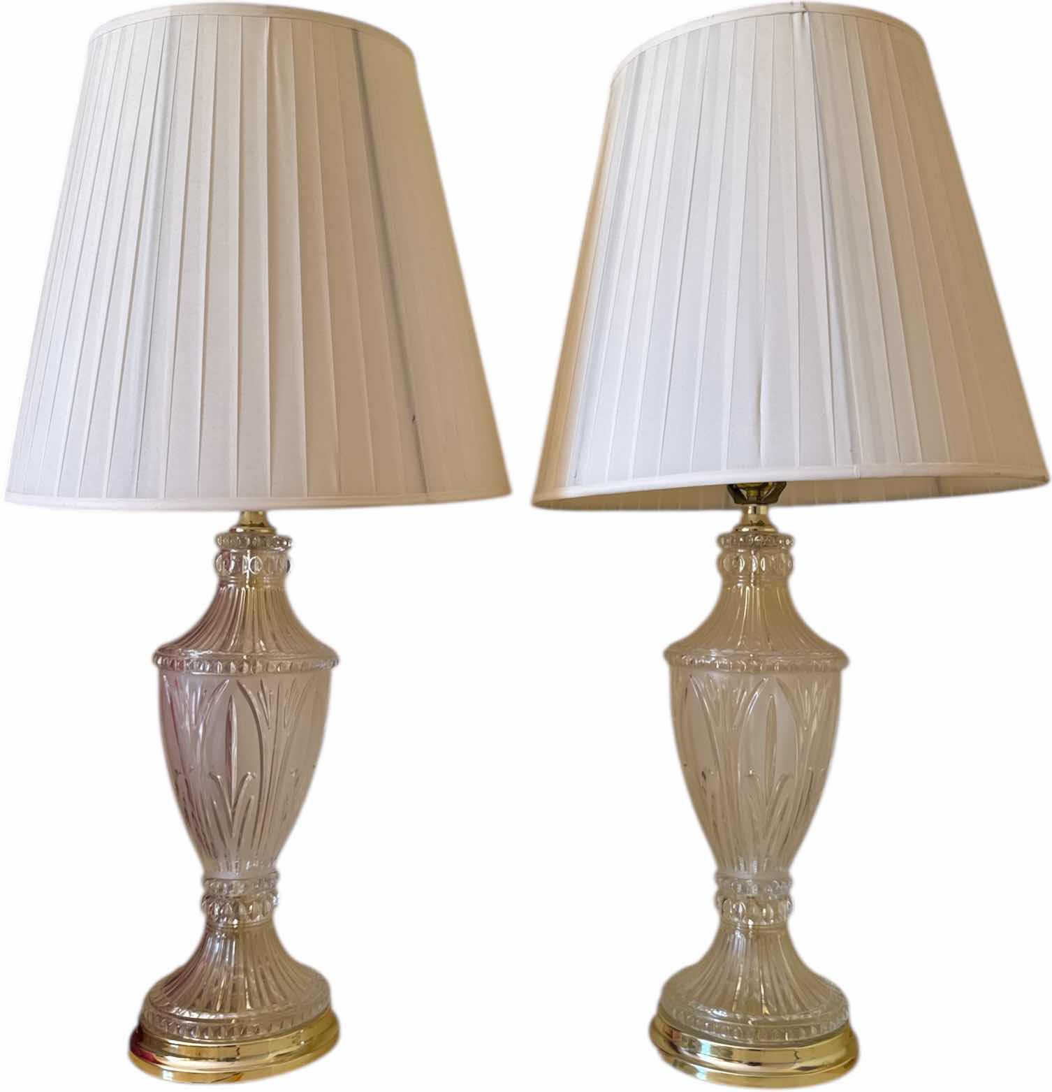 Photo 1 of 2- FROSTED CRYSTAL GLASS TABLE LAMPS
D15” X H31”