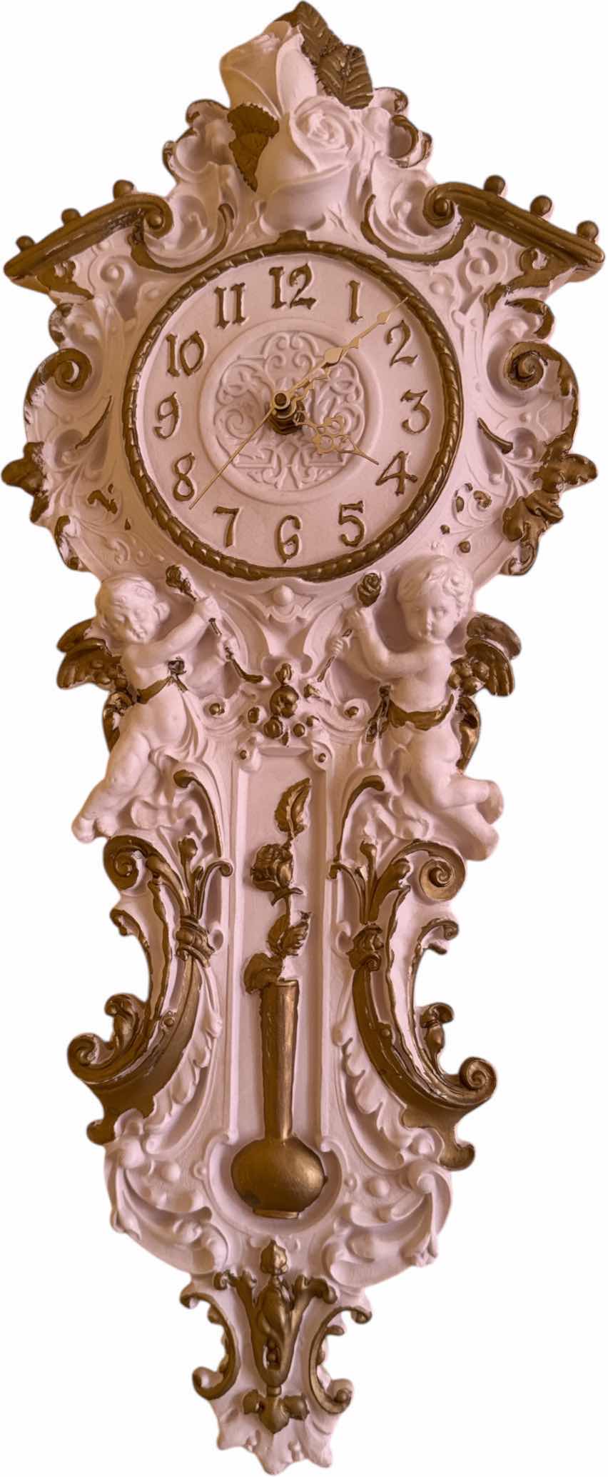 Photo 1 of VINTAGE CERAMIC ANGEL DESIGN WALL CLOCK
