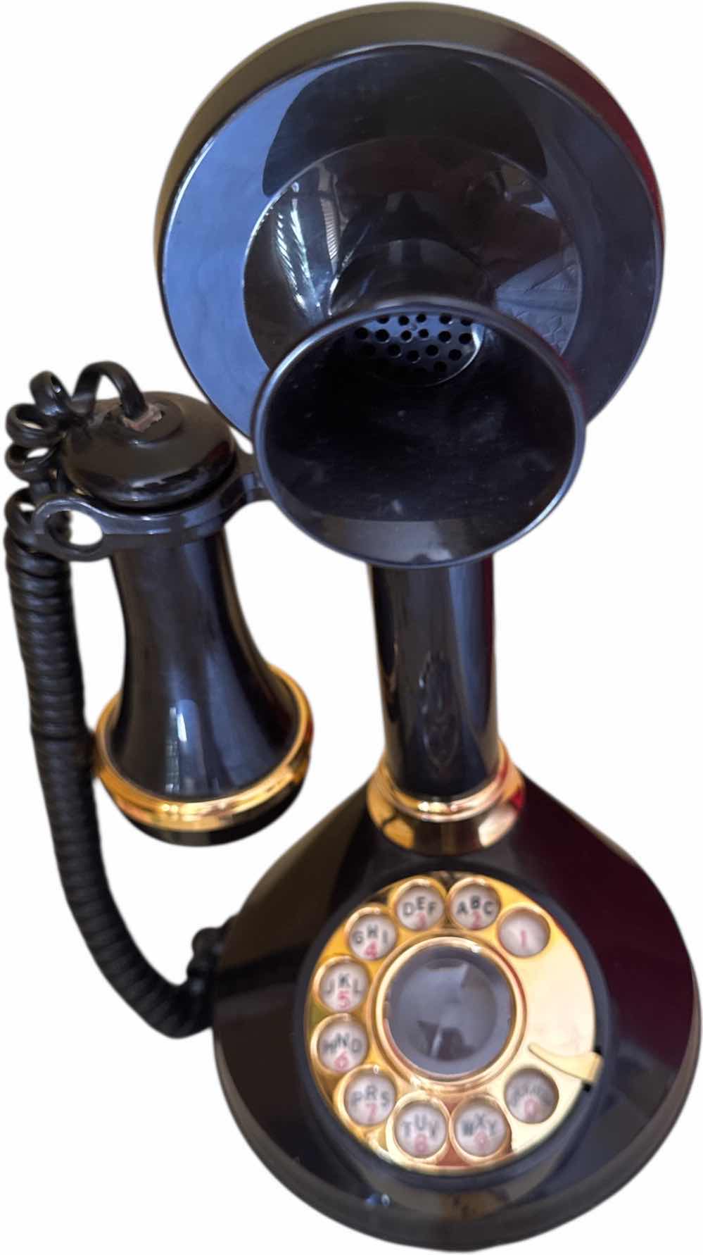 Photo 1 of VINTAGE ROTARY DIAL PHONE BLACK/GOLD
H12”