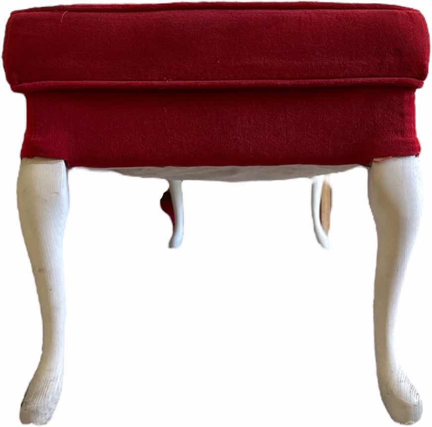 Photo 1 of VINTAGE RED UPHOLSTERED WOOD BENCH
62” X 18” X H18”