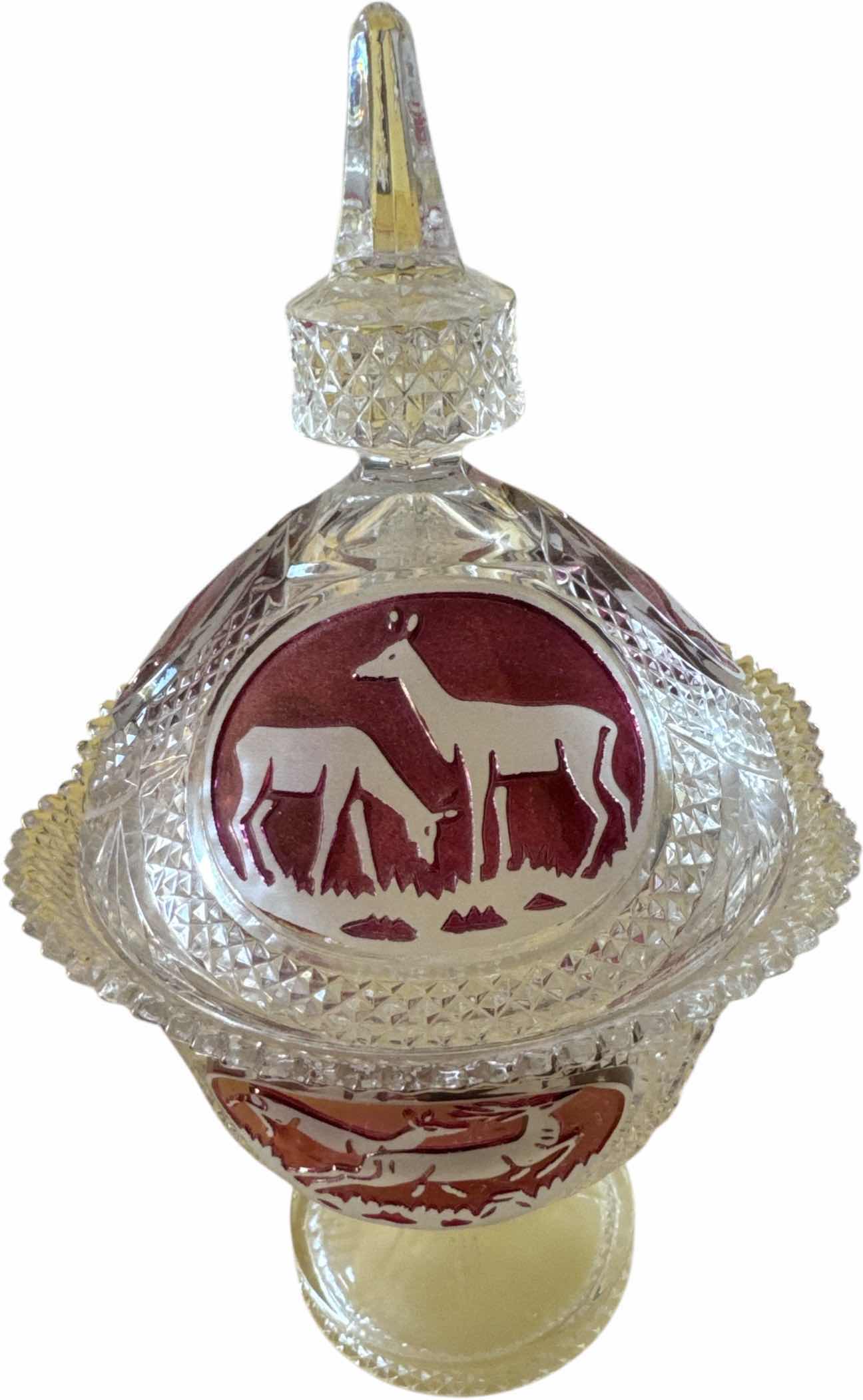 Photo 1 of VINTAGE LEAD CRYSTAL CANDY BOWL CANDY DISH WITH LID 
D7” X H12.5”