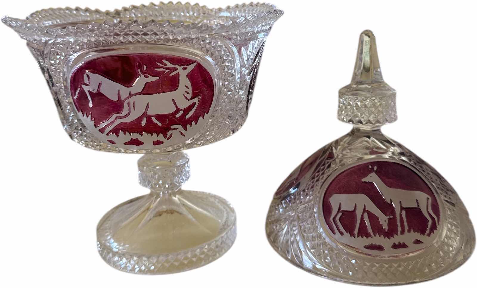 Photo 1 of VINTAGE LEAD CRYSTAL CANDY BOWL CANDY DISH WITH LID 
D7” X H12.5”