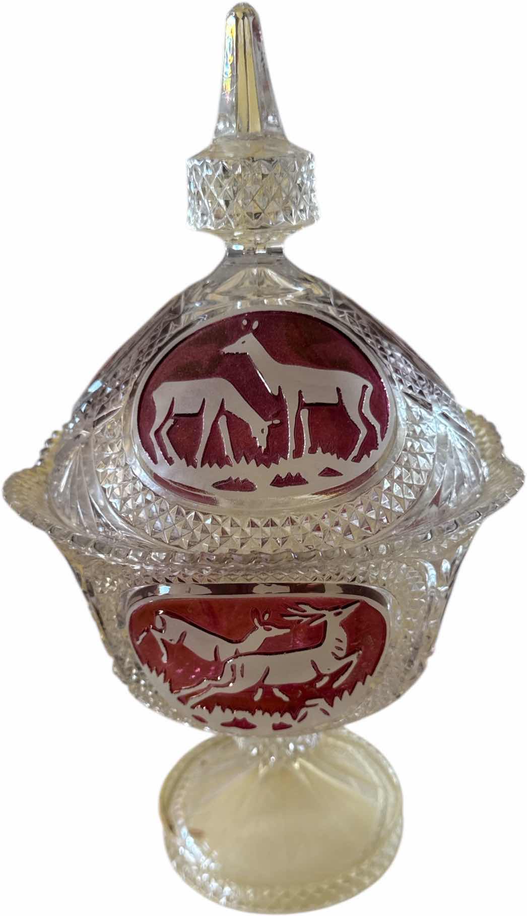 Photo 1 of VINTAGE LEAD CRYSTAL CANDY BOWL CANDY DISH WITH LID 
D7” X H12.5”