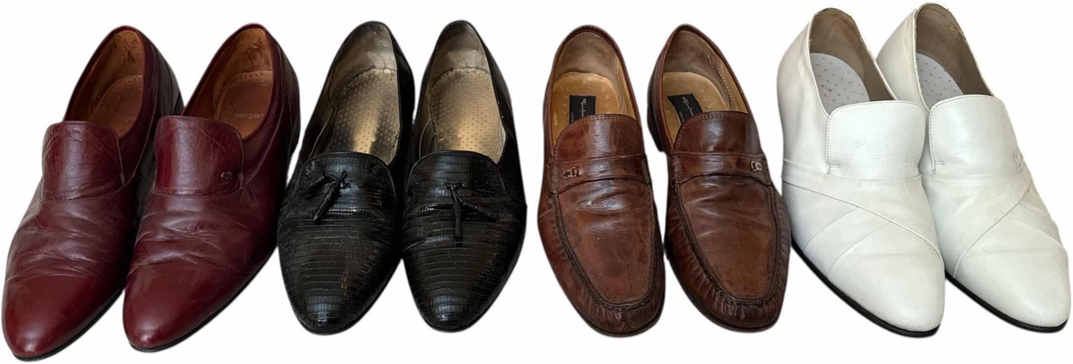 Photo 1 of 4- PAIRS OF MENS LEATHER DRESS SHOES SIZE 12 BROWN DEEP RED BLACK AND WHITE