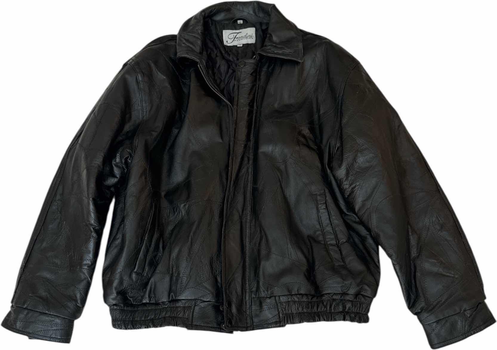 Photo 1 of VINTAGE FONDINI FASHIONS BLACK LEATHER JACKET  SIZE XL