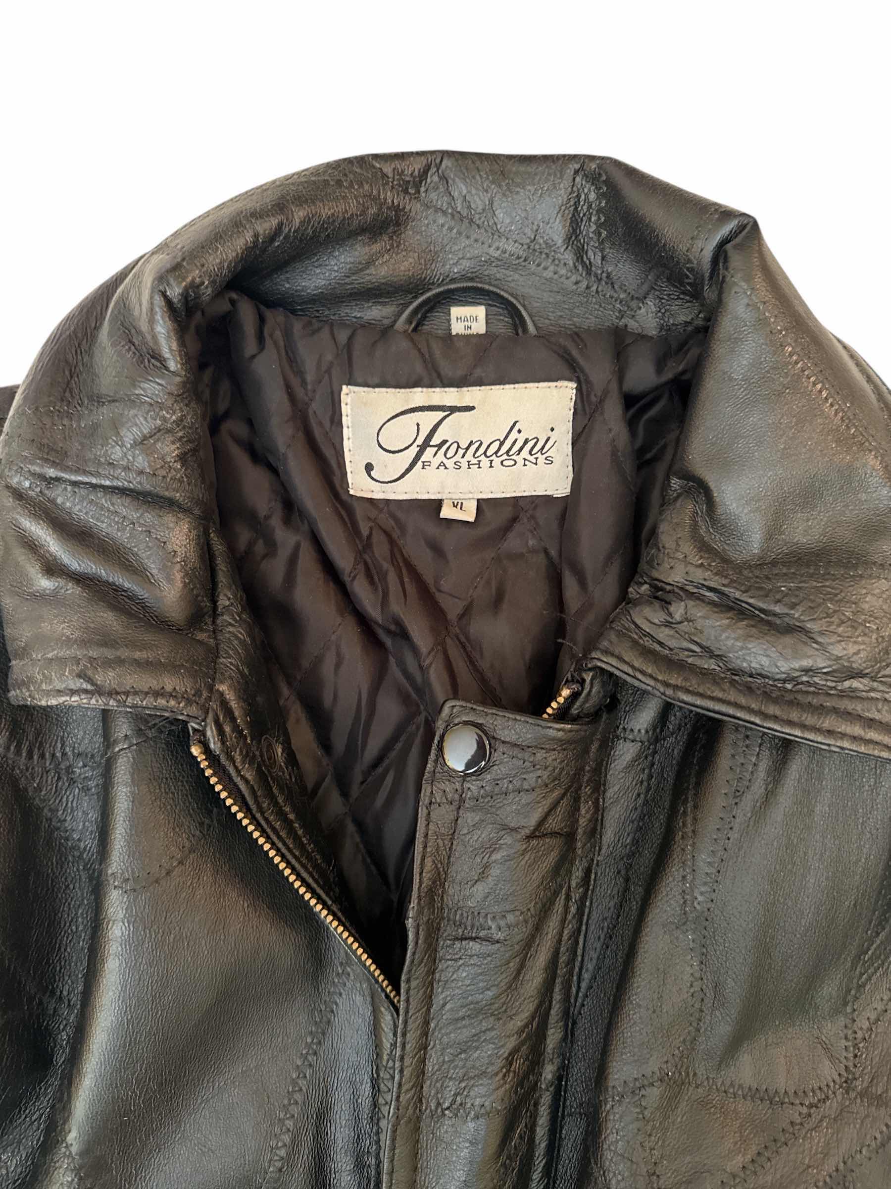 Photo 1 of VINTAGE FONDINI FASHIONS BLACK LEATHER JACKET  SIZE XL