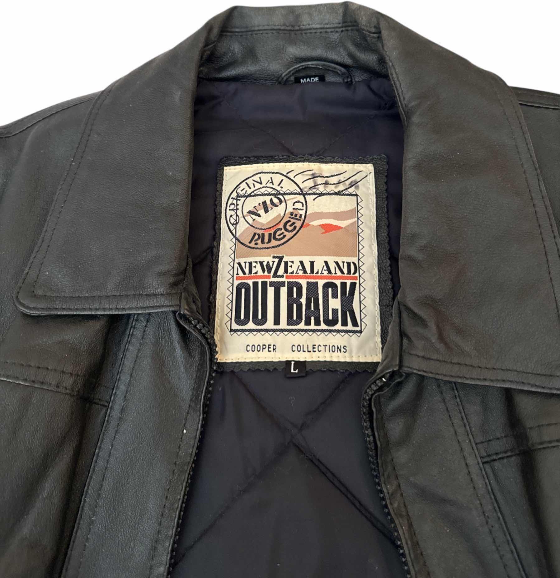 Photo 1 of VINTAGE NEW ZEALAND OUTBACK COLLECTION BLACK LEATHER JACKET SIZE L