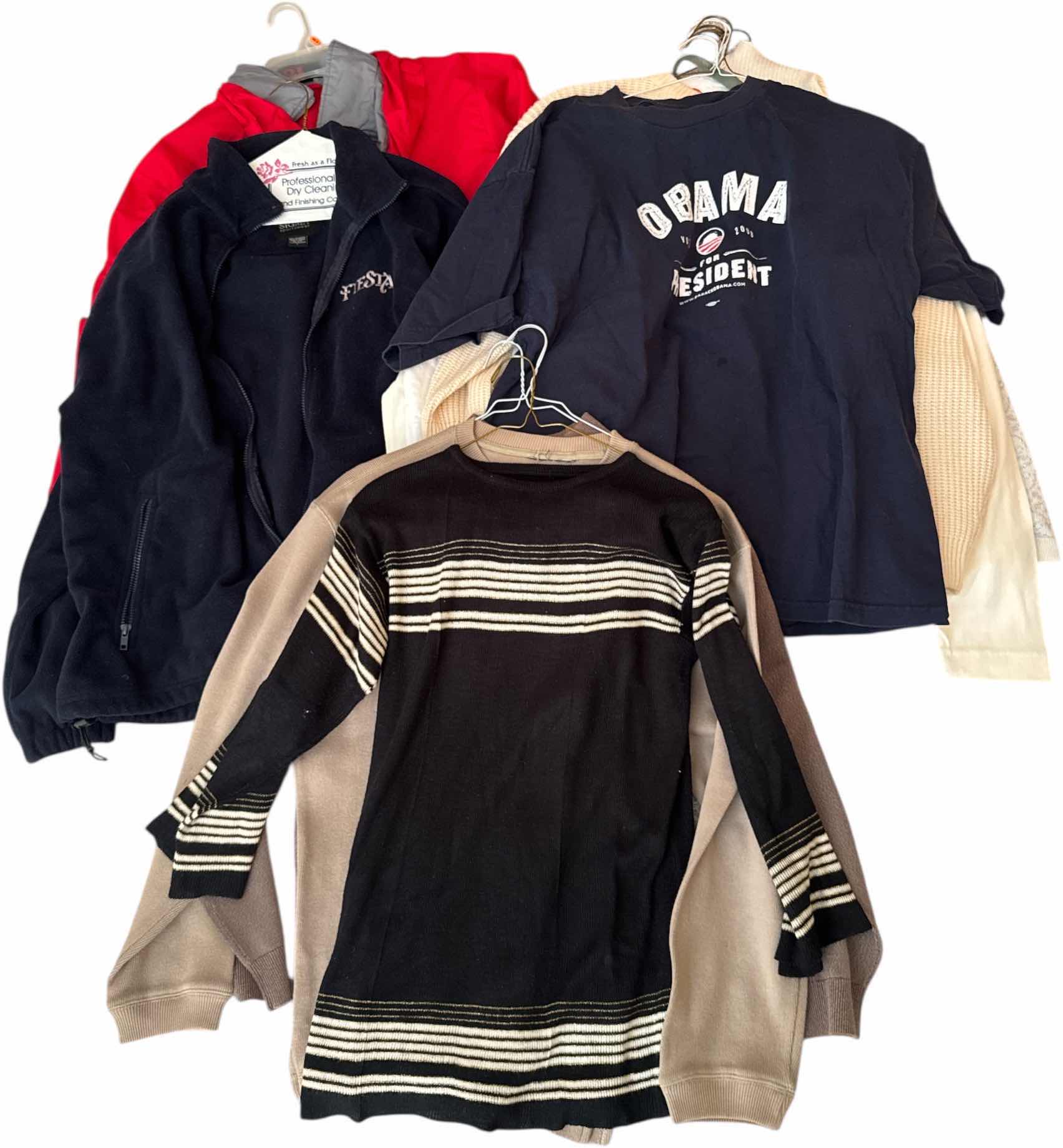 Photo 1 of 14- MENS CLOTHING SUIT JACKETS, SWEATERS AND SHIRTS SIZE LARGE AND X LARGE