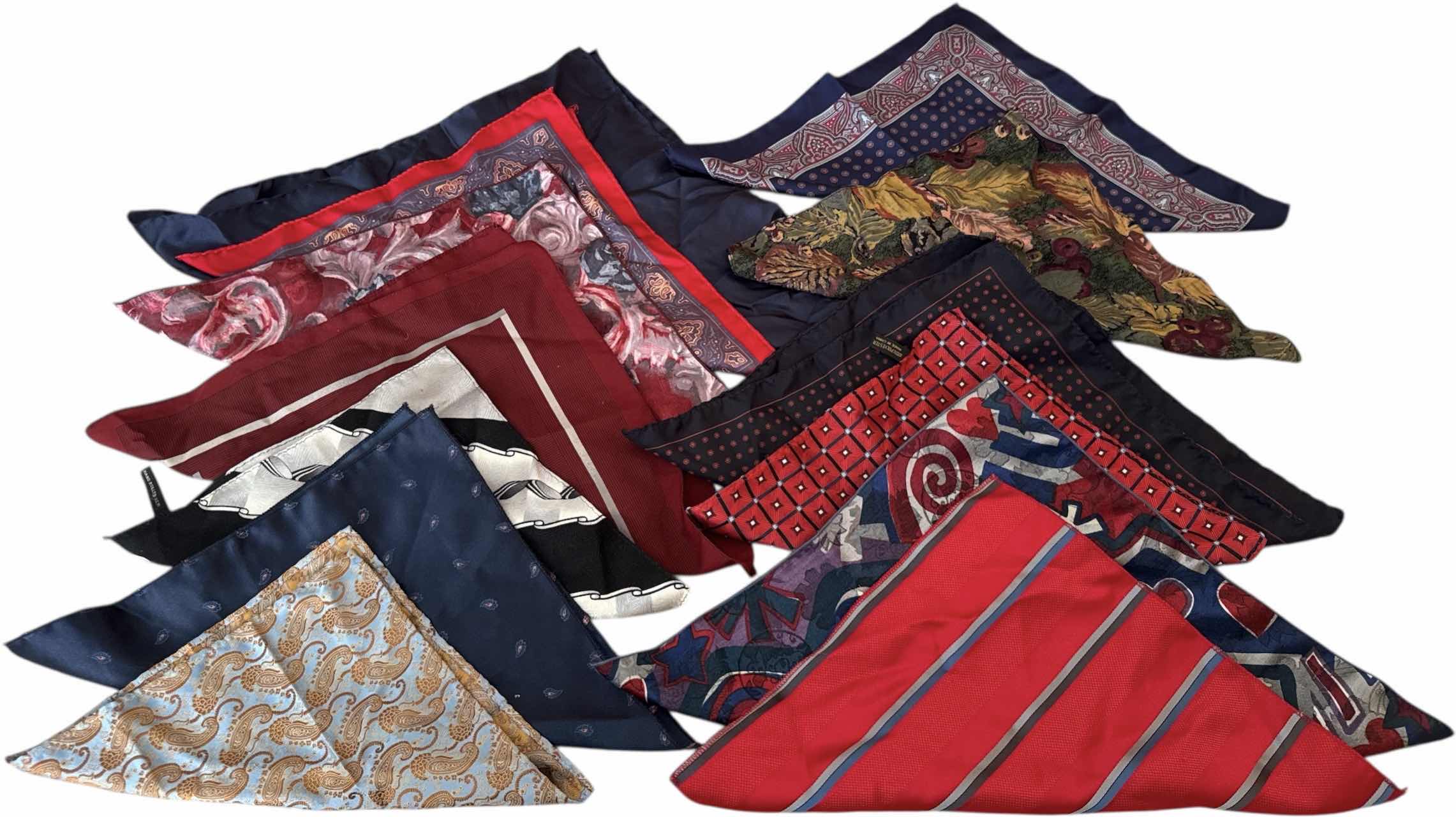 Photo 1 of 49- ASSORTED MENS POCKET SQUARE HANDKERCHIEFS VARIES COLORS AND PATTERNS