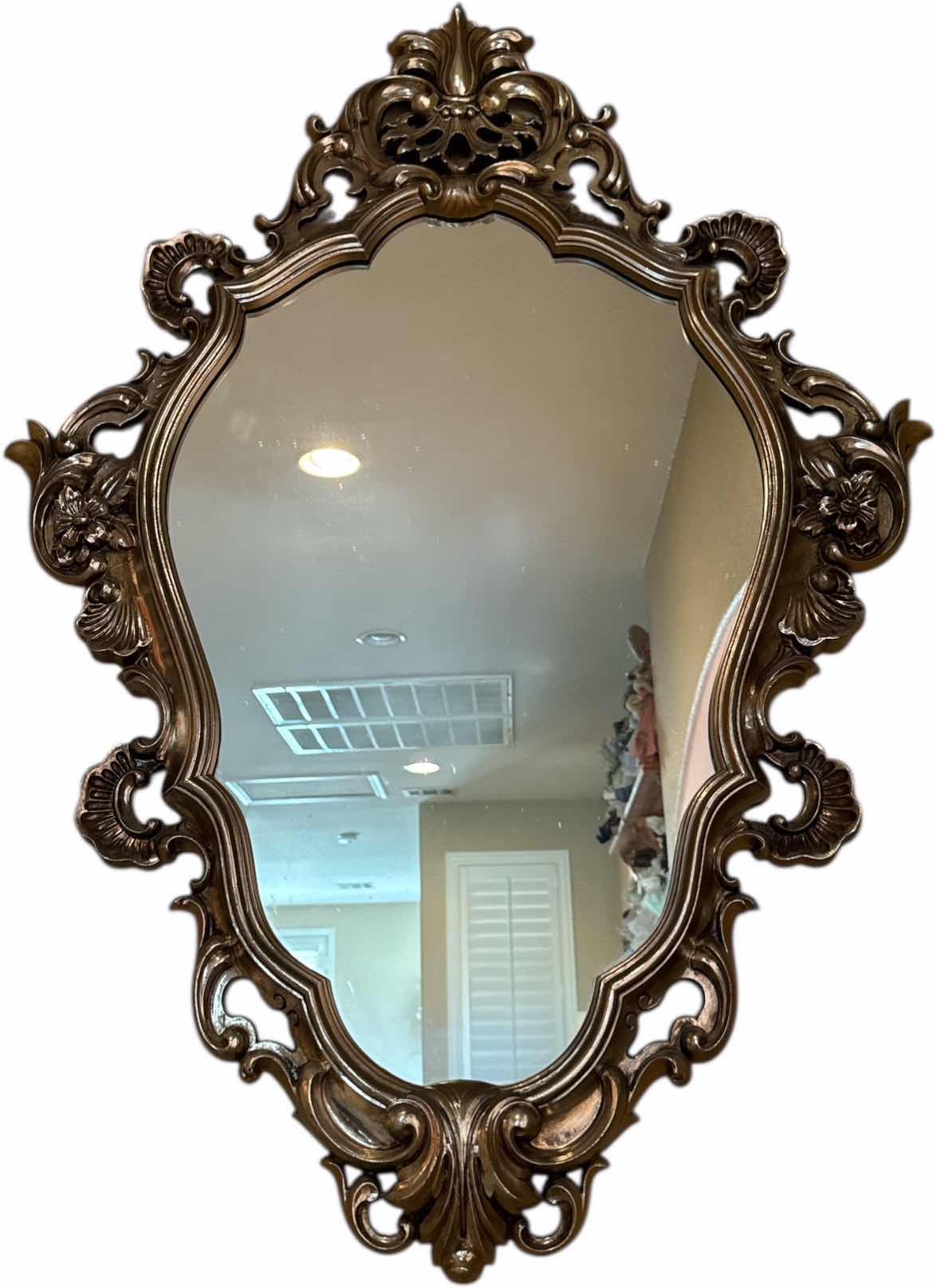 Photo 1 of VINTAGE DECORATIVE WALL MIRROR GOLD TONE RESIN
W33” X L44”