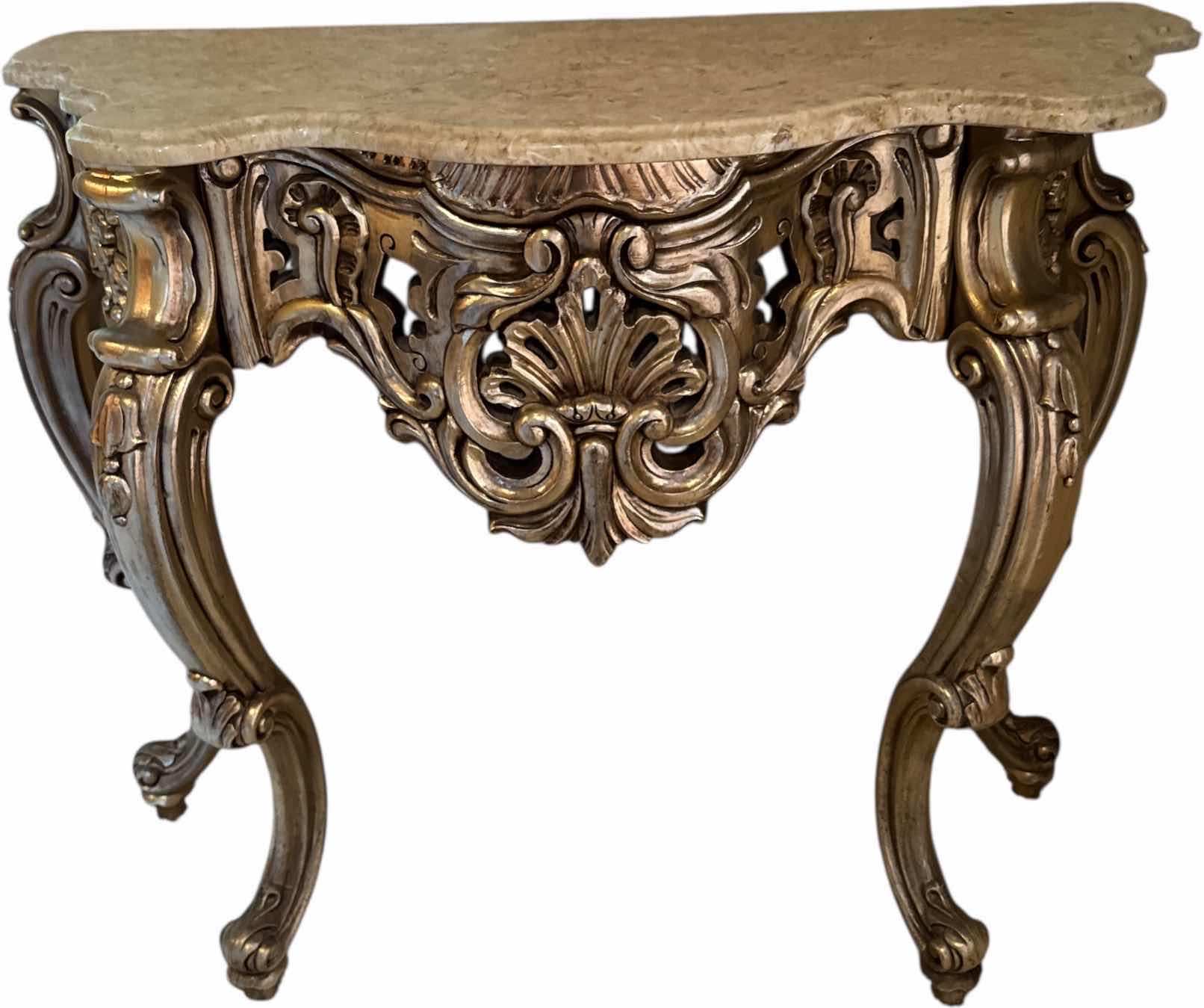 Photo 1 of VINTAGE VICTORIAN DESIGN ACCENT TABLE CONSOLE TABLE GOLD TONES RESIN
36” X 15” X H31”