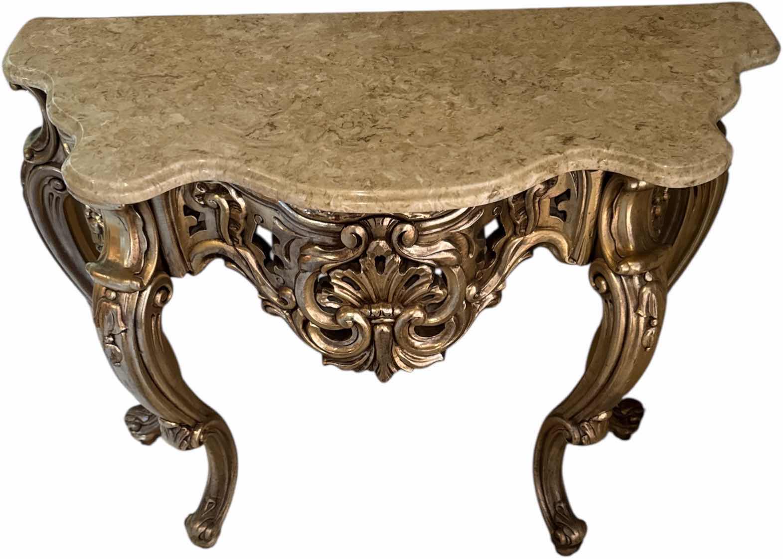 Photo 1 of VINTAGE VICTORIAN DESIGN ACCENT TABLE CONSOLE TABLE GOLD TONES RESIN
36” X 15” X H31”