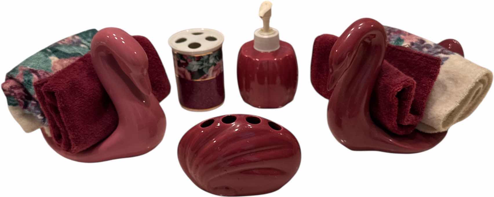 Photo 1 of VINTAGE BATHROOM DECOR AND ESSENTIALS SWAN TOWEL HOLDERS SOAP DISPENSER TOOTHBRUSH HOLDERS