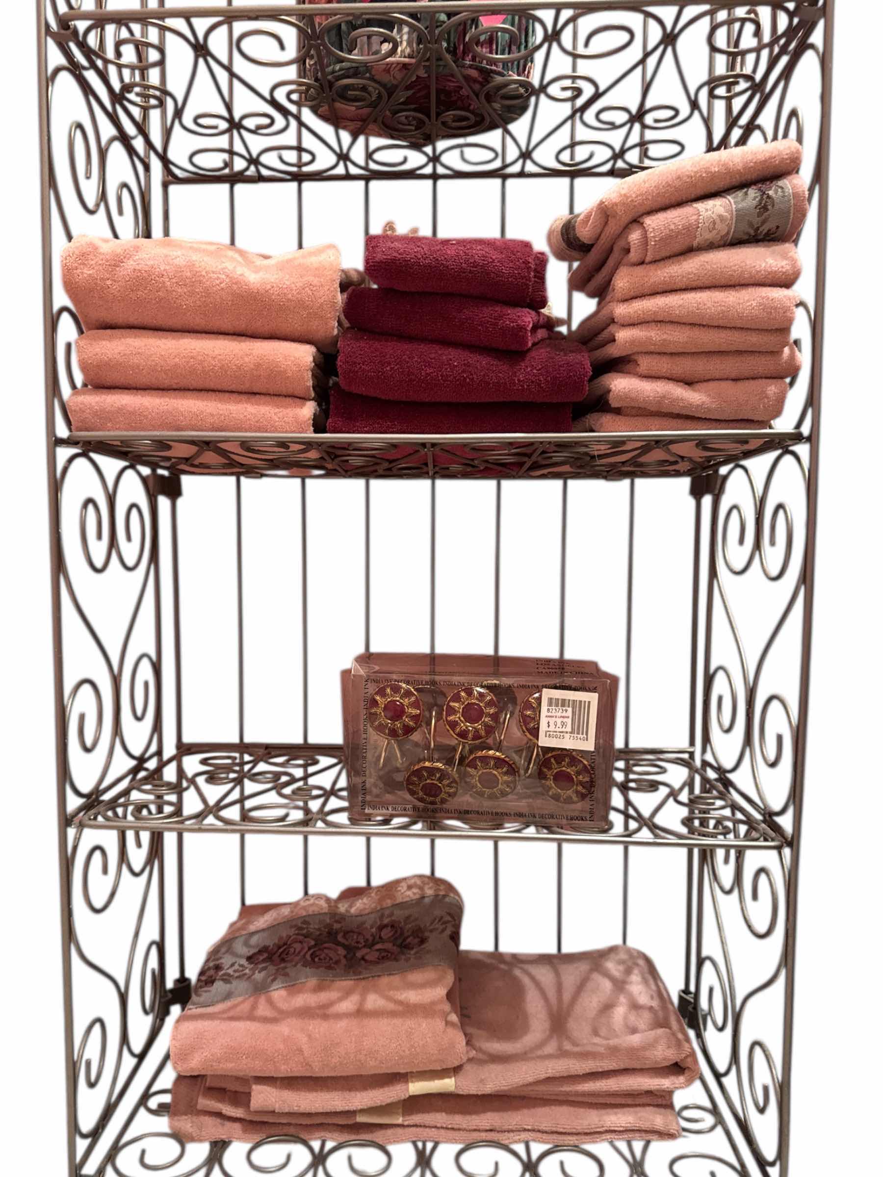 Photo 1 of 5 TIER METAL SHELF RACK INCLUDES HAND TOWELS AND DECOR

19” X 11” X H58”