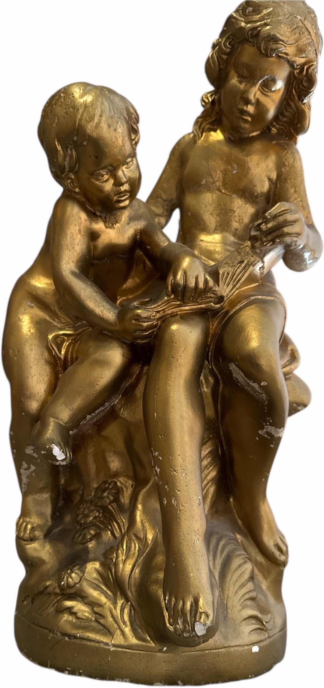 Photo 1 of VINTAGE GOLD BRONZE TONES RESIN STATUE DAL TORRIONE LORENZO
H23”