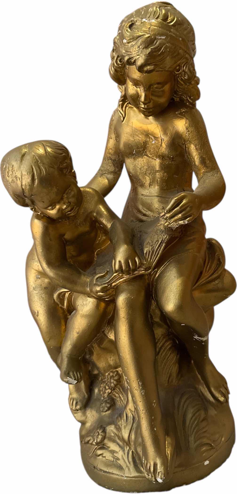 Photo 1 of VINTAGE GOLD BRONZE TONES RESIN STATUE DAL TORRIONE LORENZO
H23”