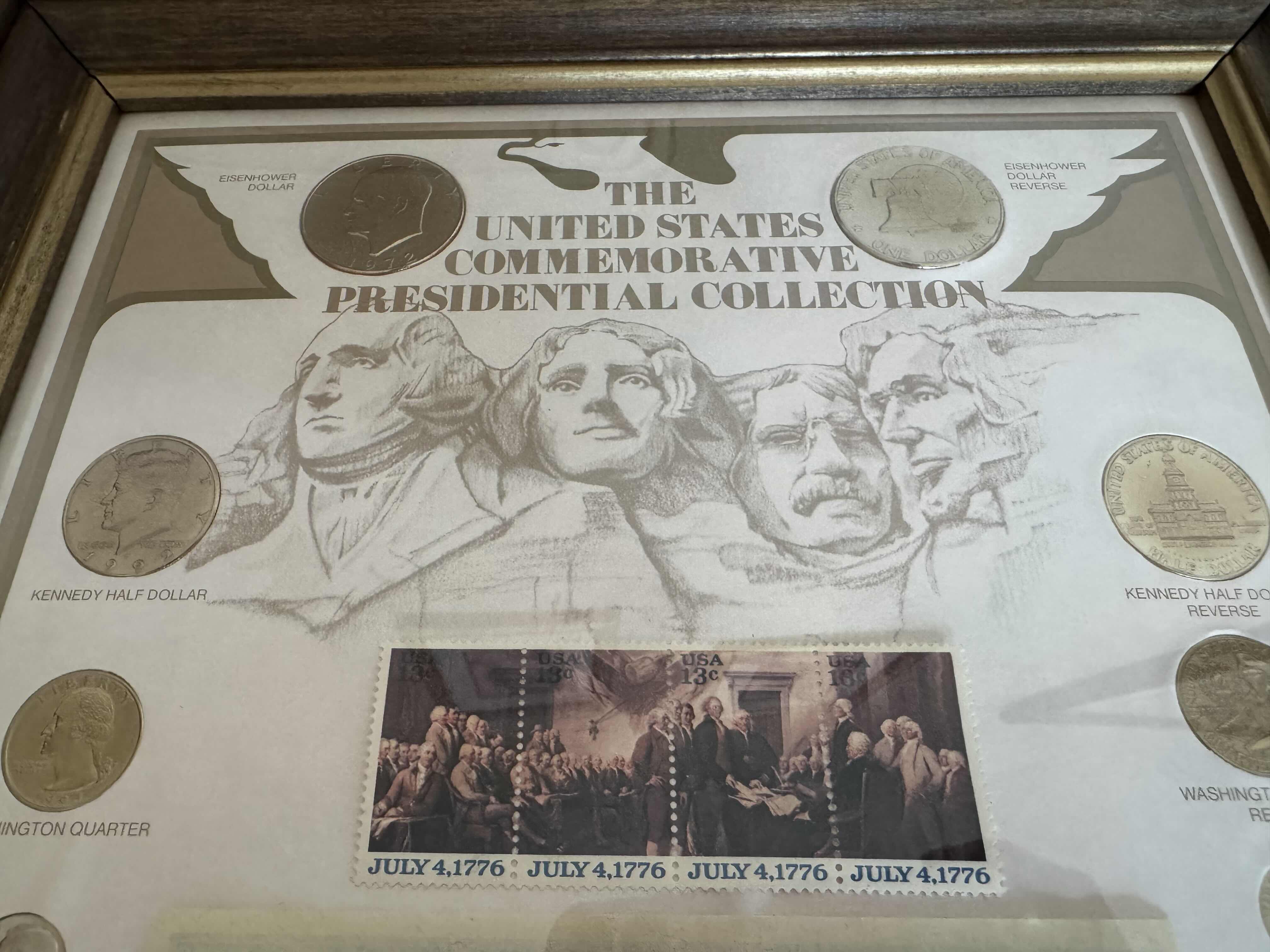 Photo 1 of VINTAGE WOOD FRAMED THE UNITED STATES COMMEMORATIVE PRESIDENTIAL COLLECTION LISTED ON OTHER AUCTION SITES $500-$1200

W13” X L16”