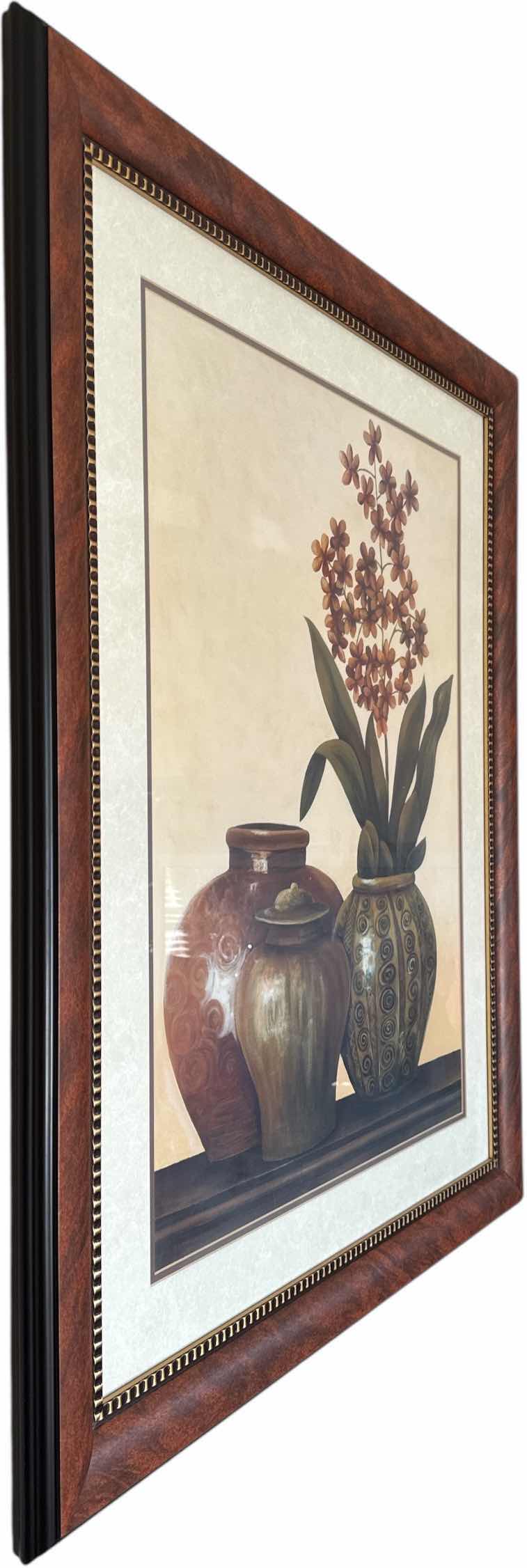 Photo 1 of WOOD FRAMED PRINT ART STILL LIFE PAINTING OF FLOWES IN VASE 
W35” X L42”