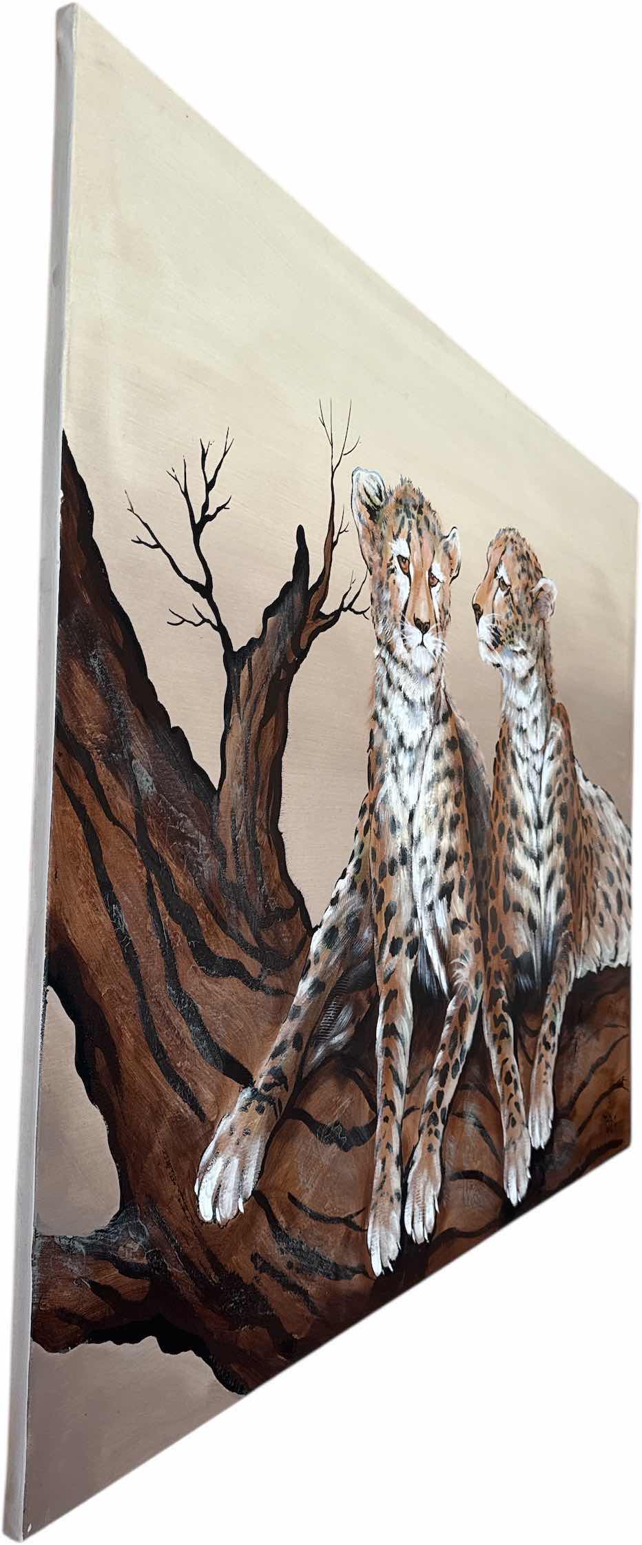 Photo 1 of VINTAGE TWO CHEETAHS PAINTING BY TERESA 
W50” X L40”