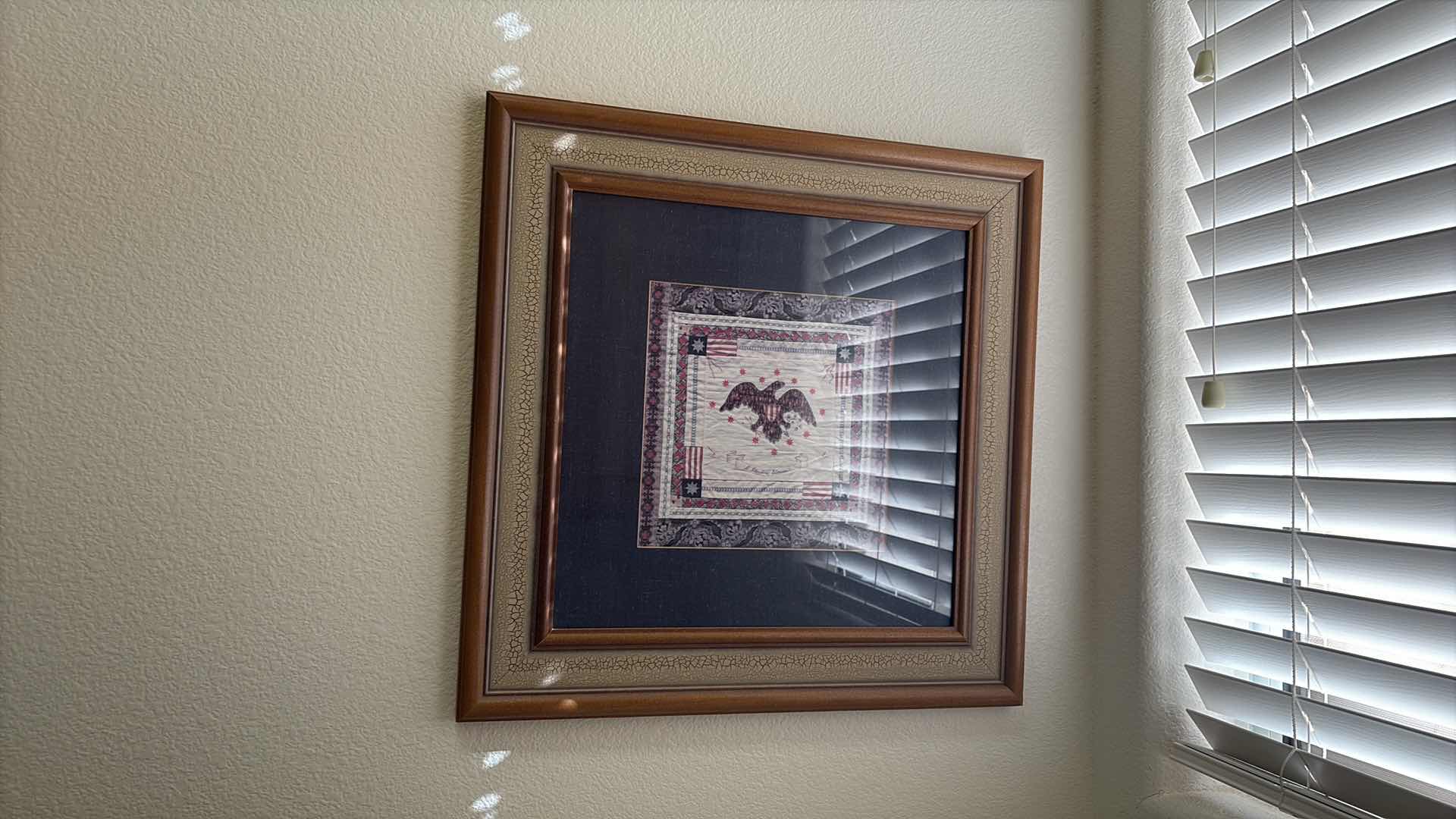 Photo 1 of FRAMED QUILTED AMERICAN FLAG ARTWORK 19”X23”