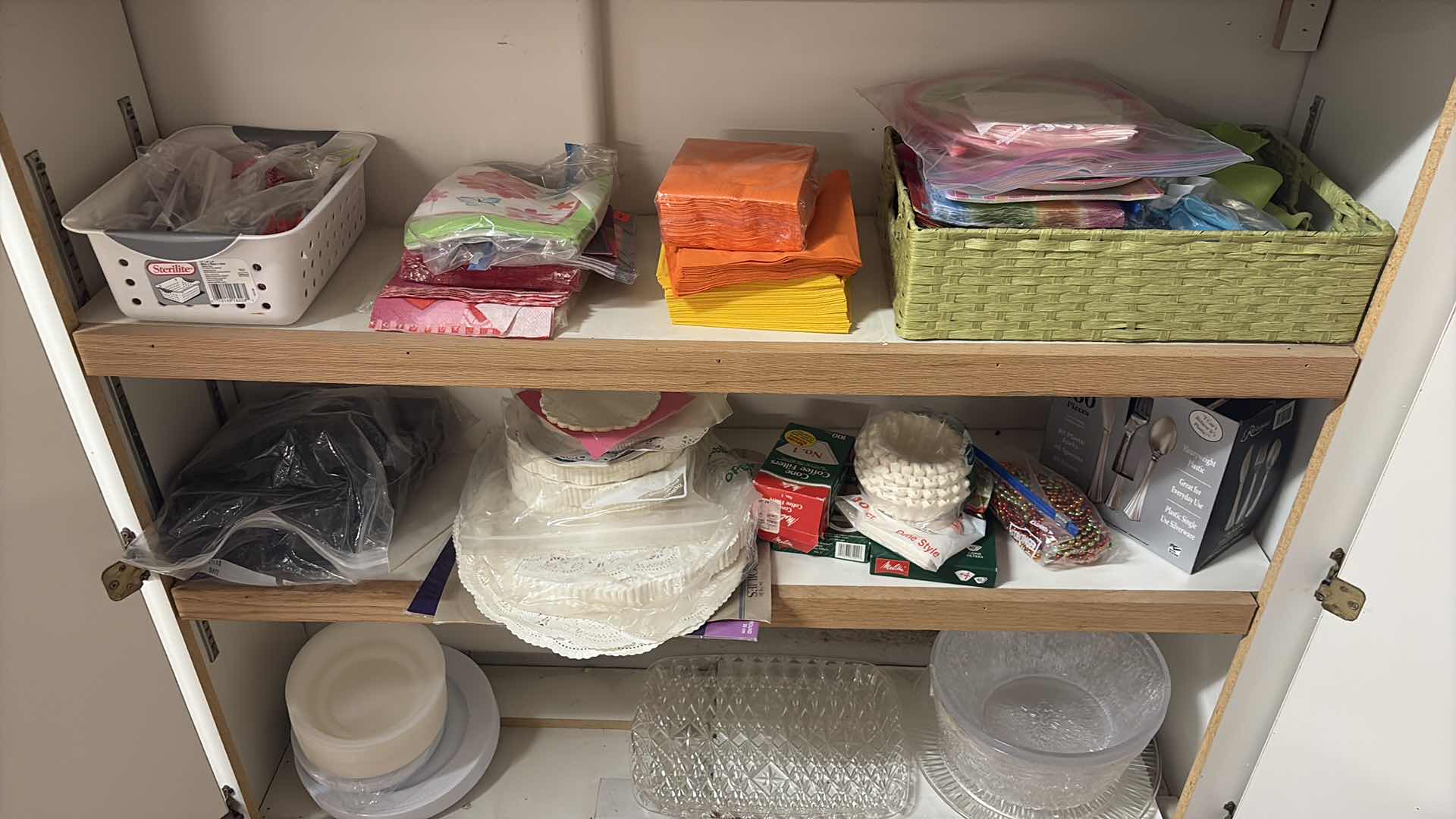 Photo 1 of CONTENTS OF CABINET-PARTY NAPKINS DISHES CUPS