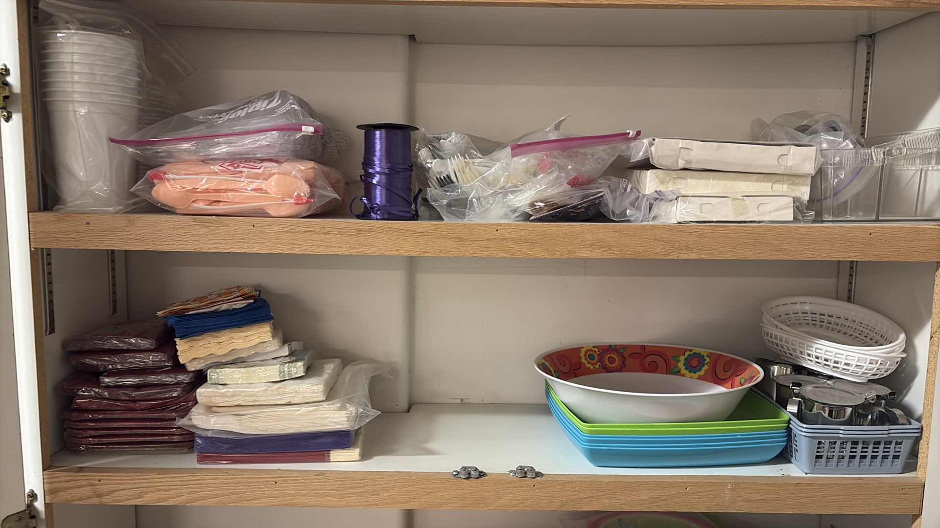 Photo 1 of CONTENTS OF CABINET-PARTY NAPKINS DISHES CUPS