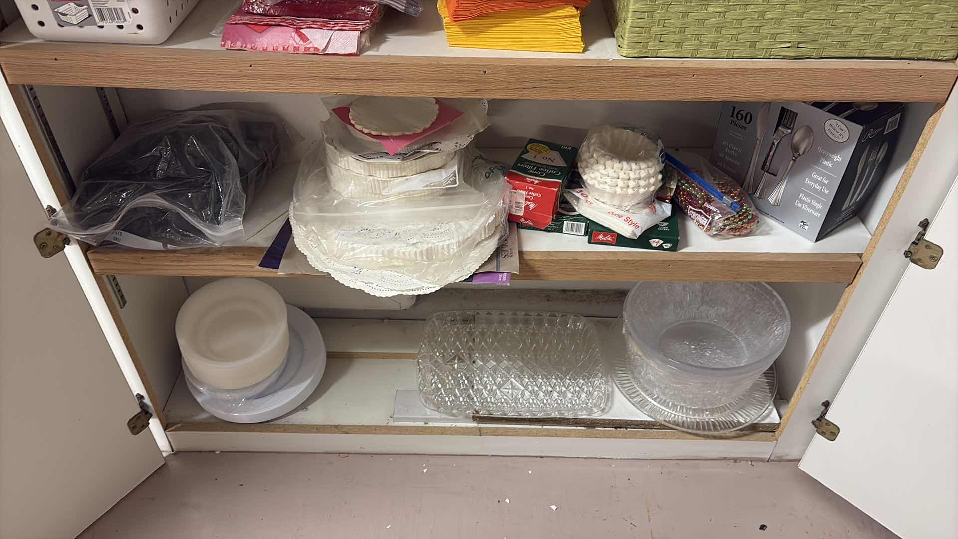 Photo 1 of CONTENTS OF CABINET-PARTY NAPKINS DISHES CUPS