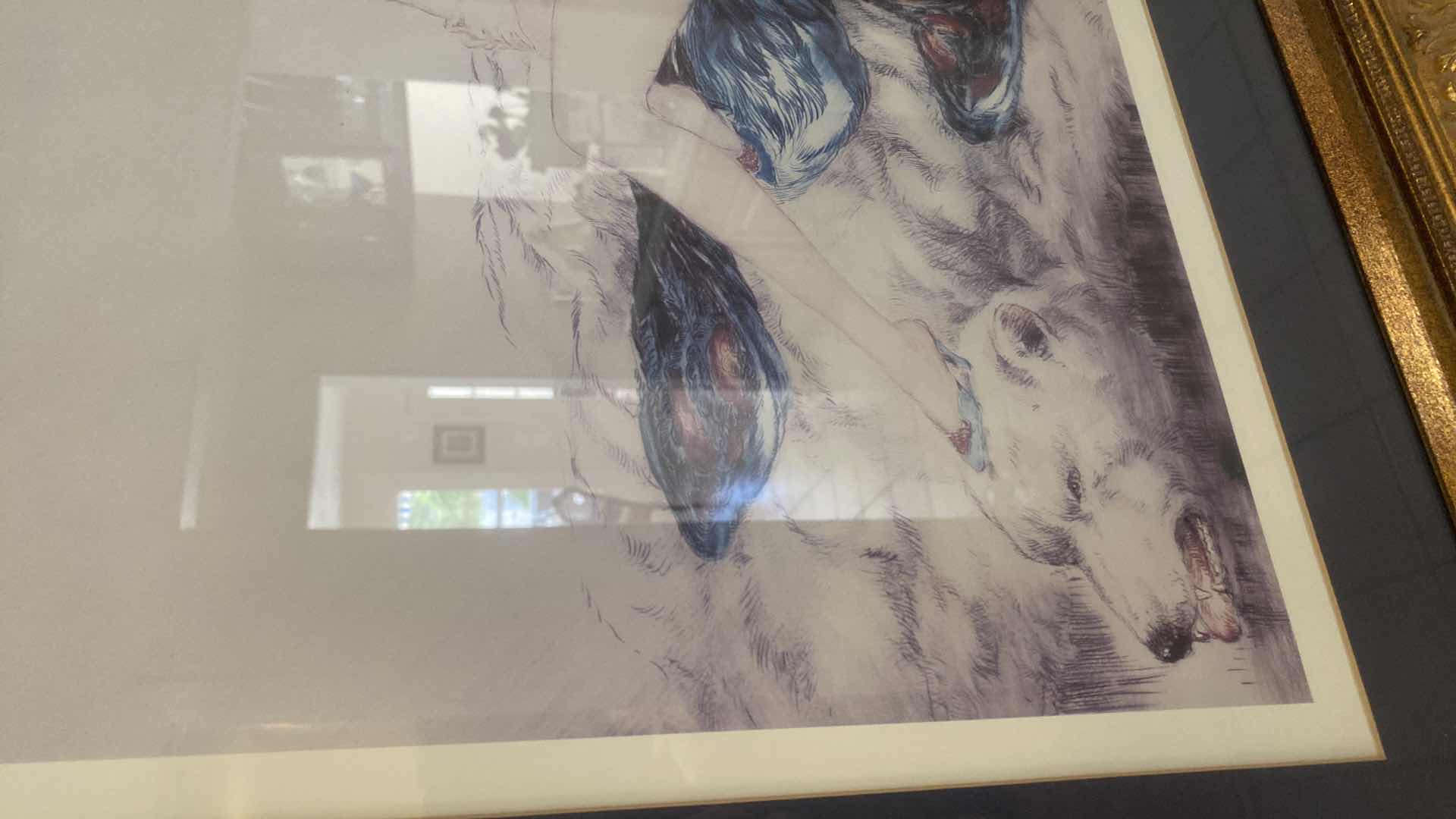 Photo 1 of VINTAGE ORNATE GOLD WOOD FRAMED LOUIS ICART SIGNED LITHOGRAPH WOMAN BEARSKIN RUG PEACOCK FEATHERS ARTWORK 29” x 25”