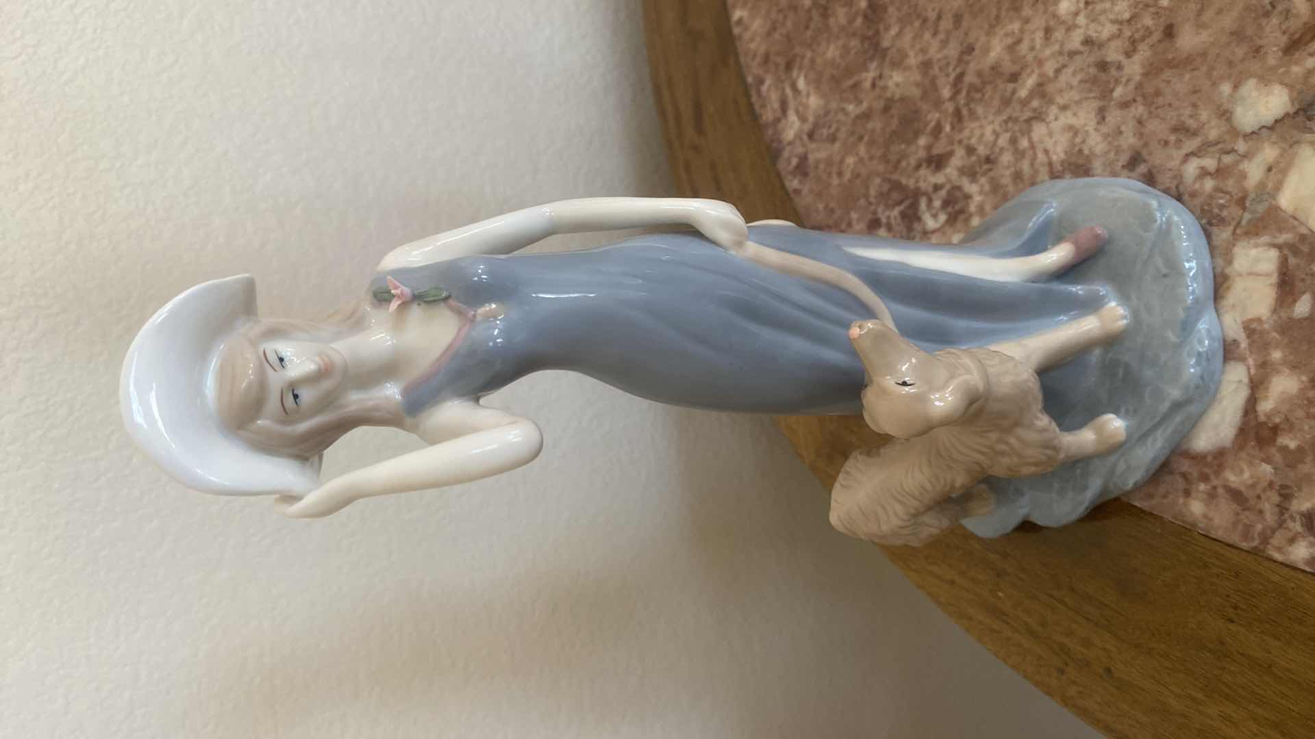Photo 1 of CERAMIC FIGURINES WITH DOG & RESIN FIGURINE H14”