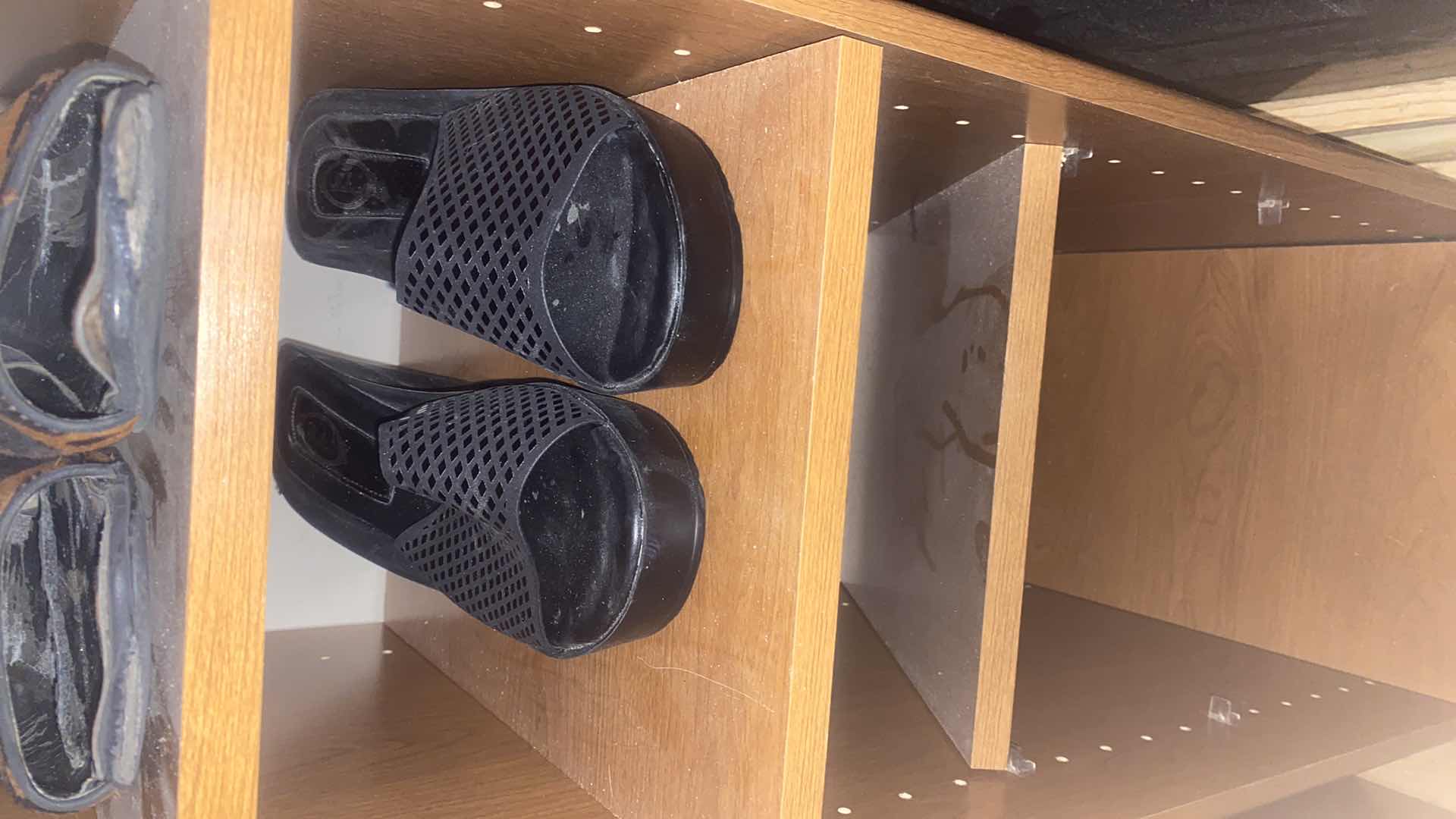 Photo 1 of 7 PAIRS WIMENS SIZE 9 SHOES & 2 PRESSBOARD STORAGE UNITS EACH 11 1/2“ x 14 1/2“ H41”