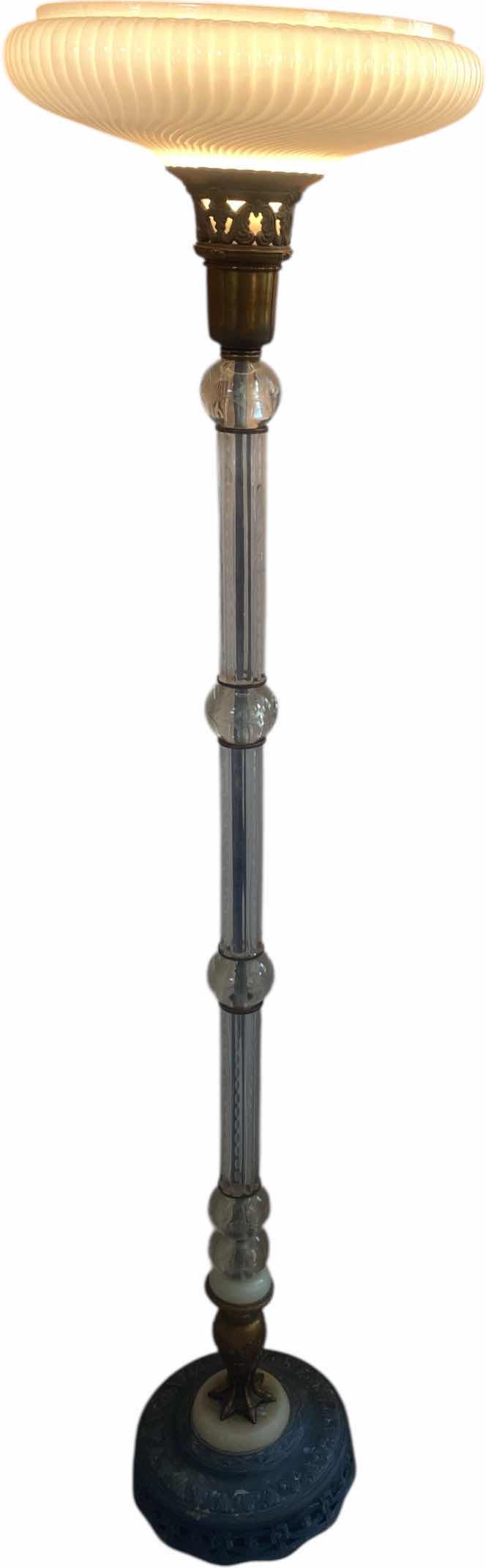 Photo 1 of TORCHIERE FLOOR LAMP WITH ETCHED GLASS H66”