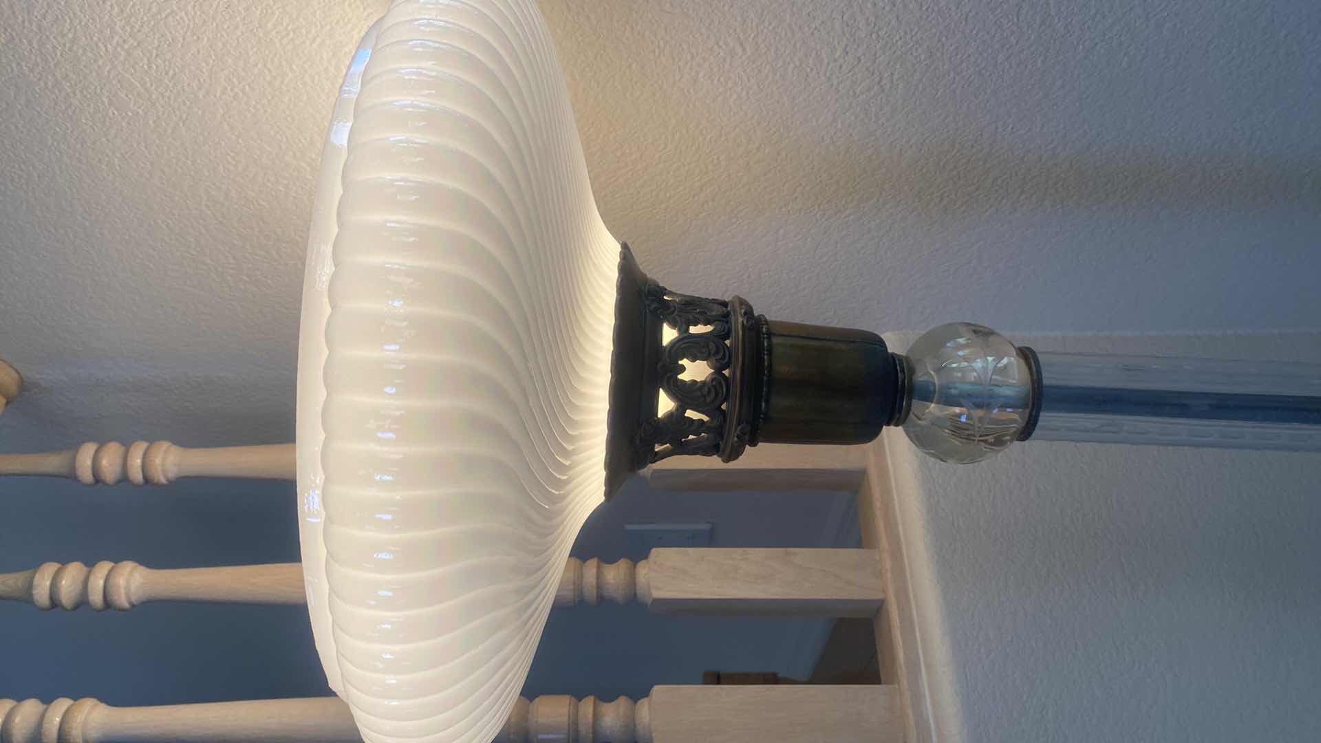 Photo 1 of TORCHIERE FLOOR LAMP WITH ETCHED GLASS H66”