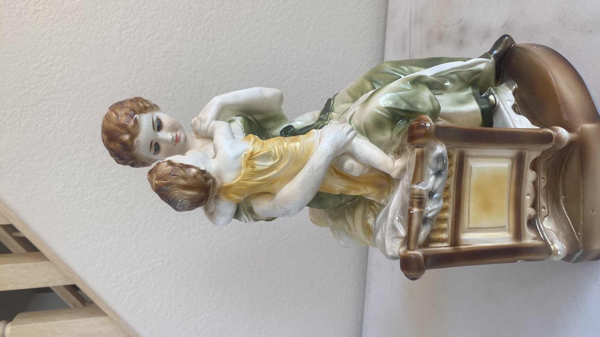 Photo 1 of VINTAGE PLASTER FIGURINE MOTHER & CHILD 9” x 15”
