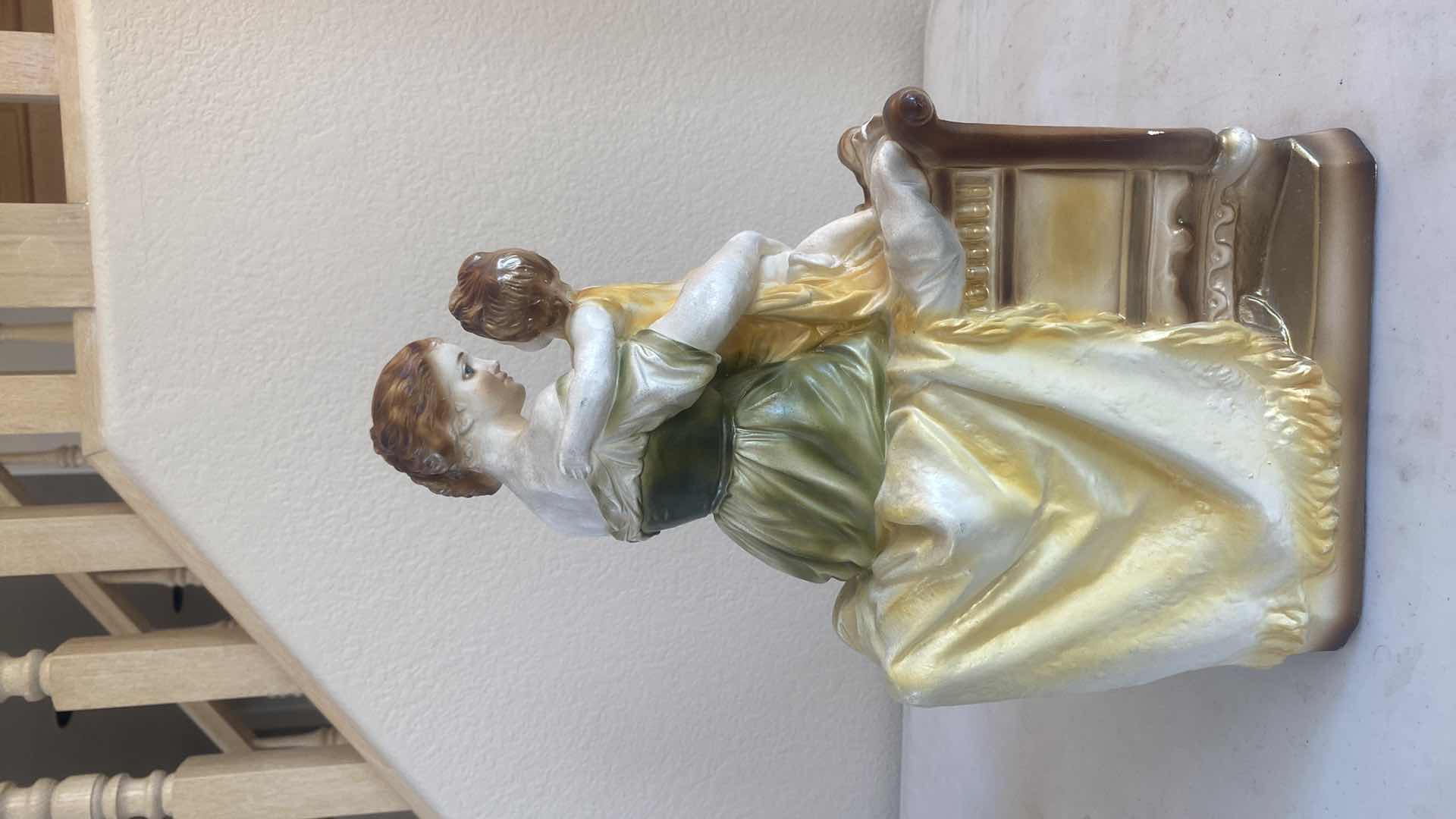 Photo 1 of VINTAGE PLASTER FIGURINE MOTHER & CHILD 9” x 15”