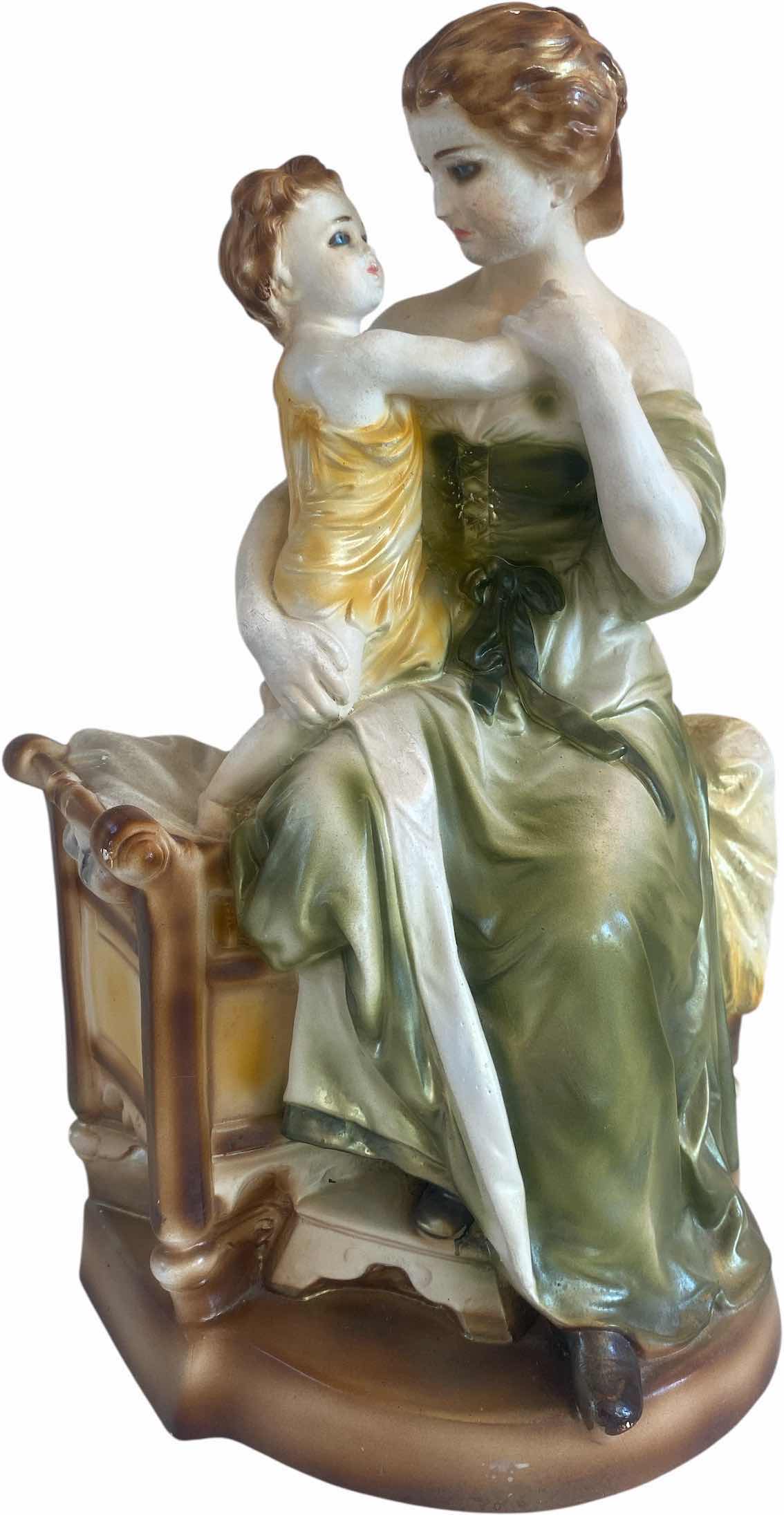 Photo 1 of VINTAGE PLASTER FIGURINE MOTHER & CHILD 9” x 15”