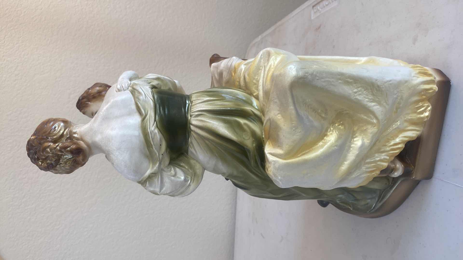 Photo 1 of VINTAGE PLASTER FIGURINE MOTHER & CHILD 9” x 15”