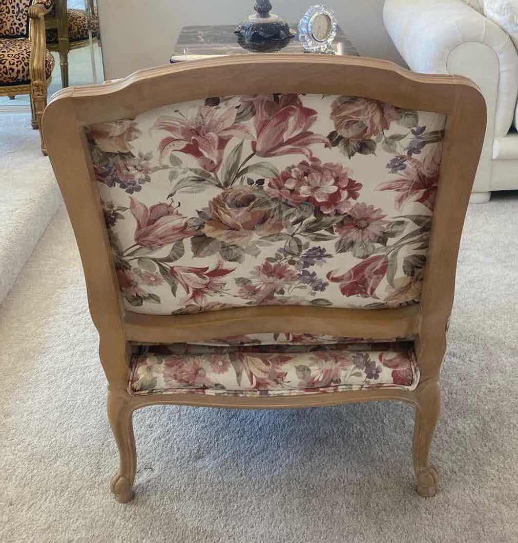 Photo 1 of FLORAL UPHOLSTERED OCCASIONAL CHAIR WITH LIGHT WOOD