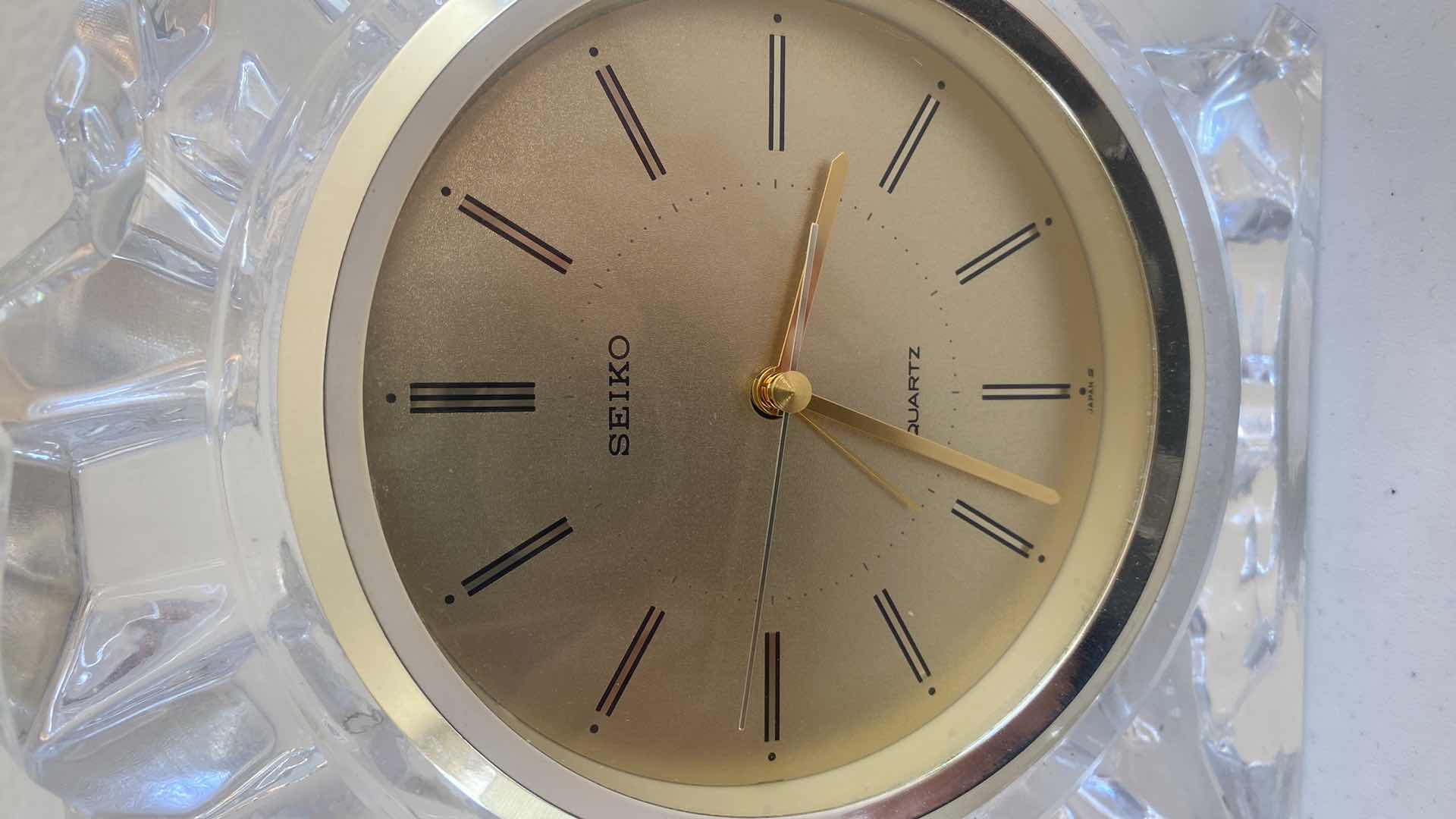 Photo 1 of SEIKO CUT GLASS TABLE CLOCK 7” x 6 1/2”