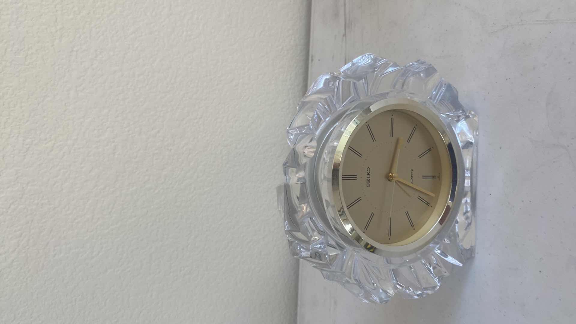 Photo 1 of SEIKO CUT GLASS TABLE CLOCK 7” x 6 1/2”