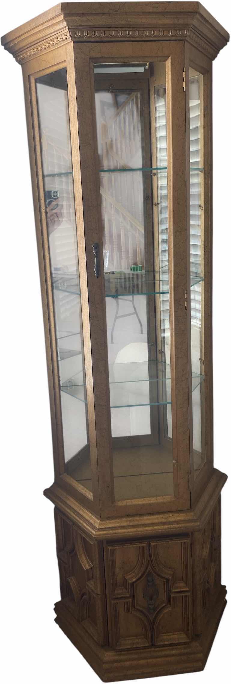 Photo 1 of WOOD & GLASS CORNER DISPLAY CABINET 26” x 26” H72”
