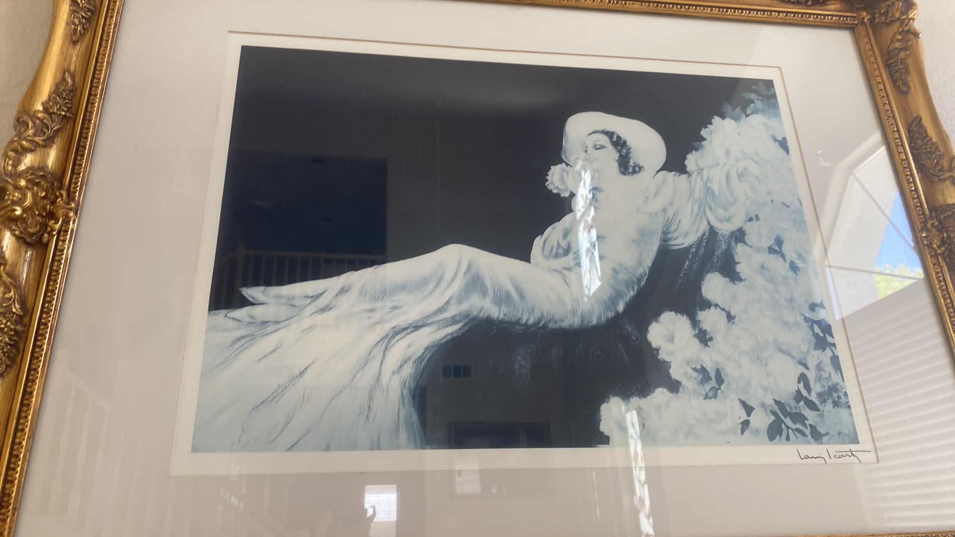 Photo 1 of VINTAGE ORNATE GOLD WOOD FRAMED LITHOGRAPH “LOVES BLOSSOM” BY LOUIS ICART ARTWORK 36” x 26”