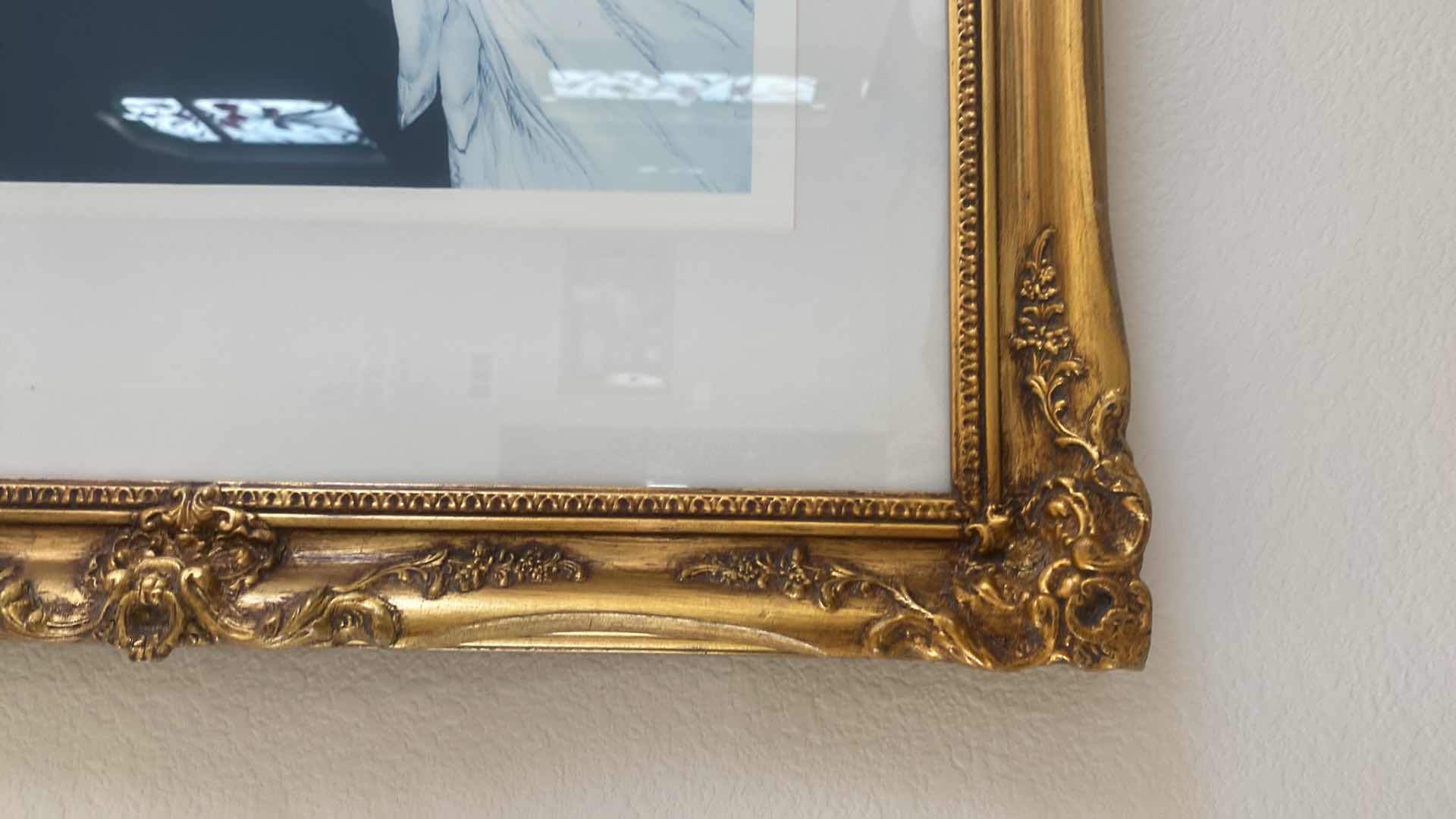 Photo 1 of VINTAGE ORNATE GOLD WOOD FRAMED LITHOGRAPH “LOVES BLOSSOM” BY LOUIS ICART ARTWORK 36” x 26”