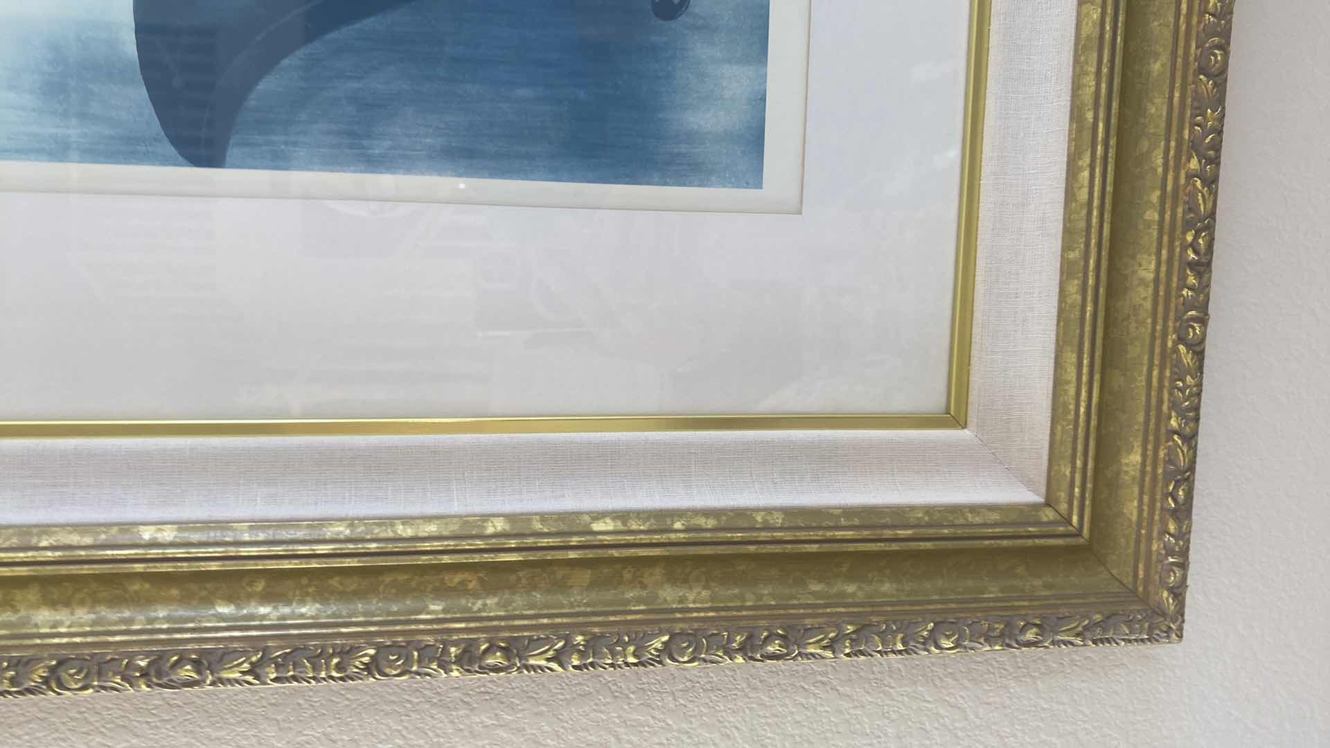 Photo 1 of VINTAGE ORNATE GOLD WOOD FRAMED LITHOGRAPH  “LOVES SOFA”BY LOUIS ICART ARTWORK 38” x 29”