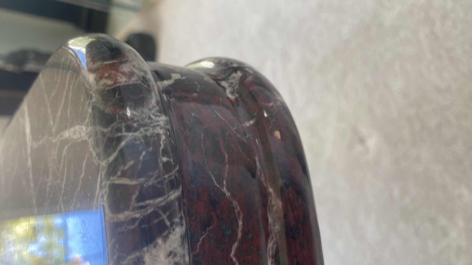 Photo 1 of MID CENTURY MODERN NERO MARQUINA MARBLE DINING TABLE WITH SCALLOPED EDGE 78” x 39” H28 1/2”
