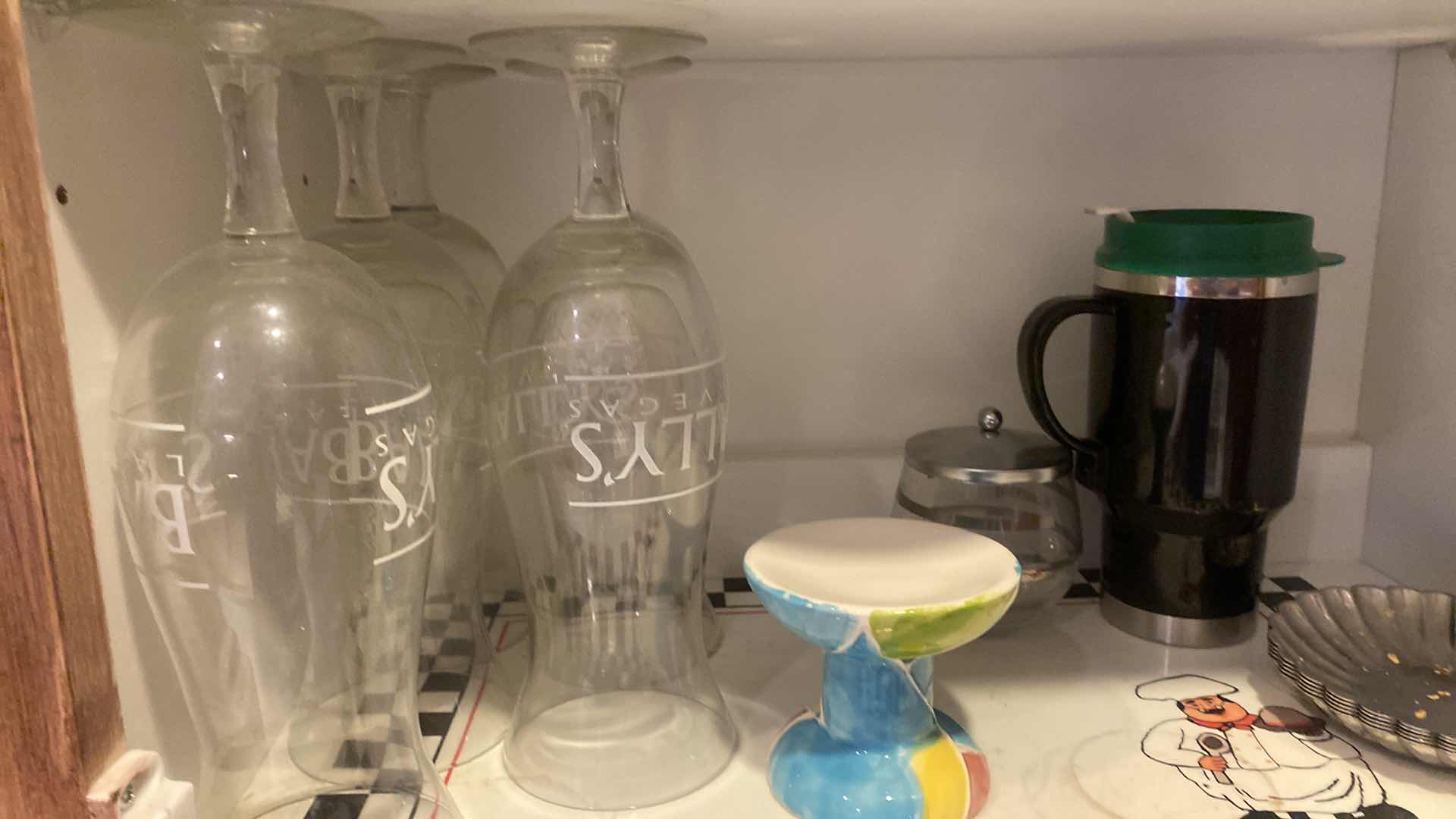 Photo 1 of CONTENTS KITCHEN CABINET - MIXED DISHES & COFFEE CUPS & GLASSES & SMALL BAKEWARE