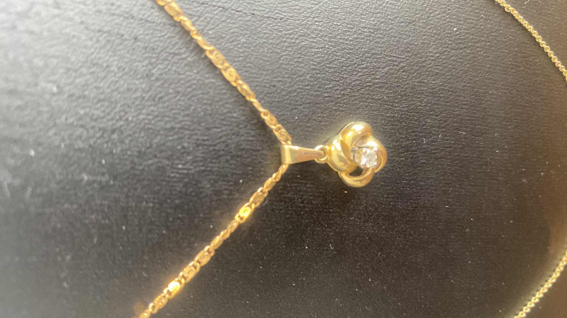 Photo 1 of 2 - 14K GOLD NECKLACES, 14” WITH DIAMOND (TESTED) & 20” CHAIN, TOTAL WEIGHT 5.82 GRAMS