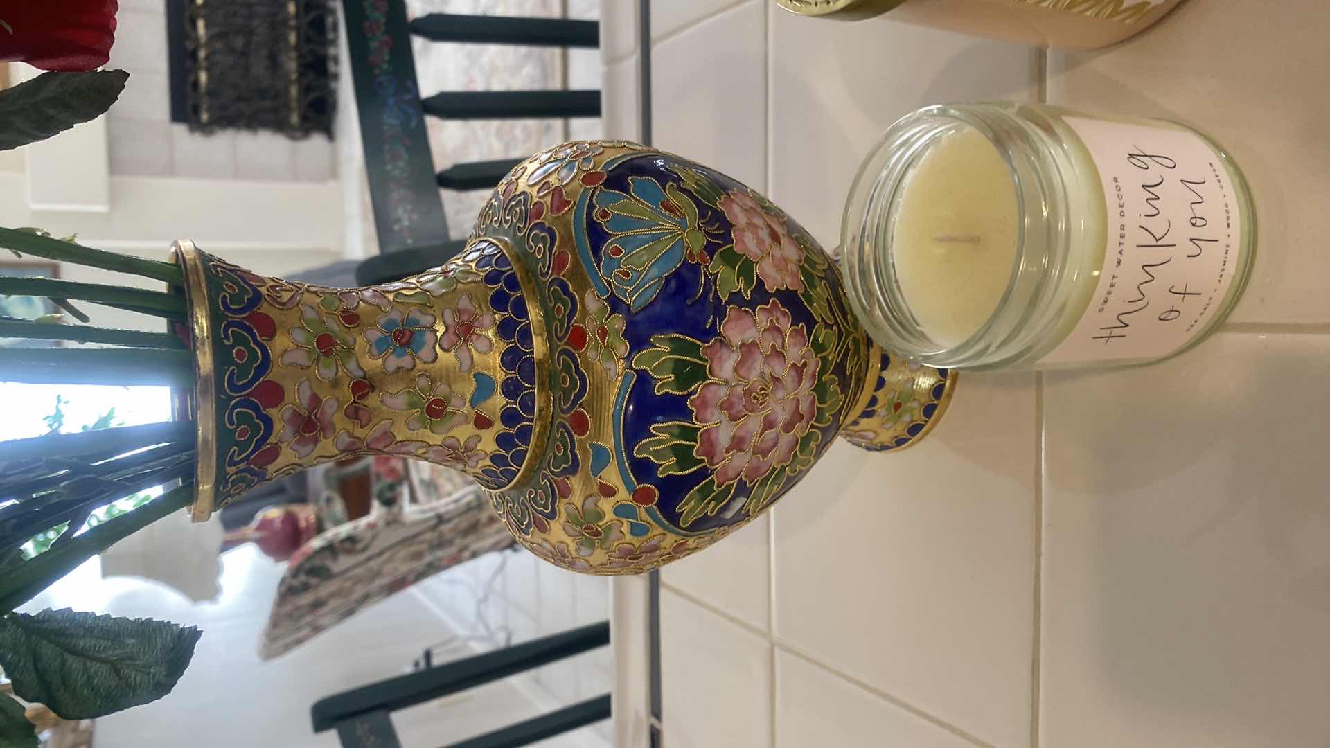 Photo 1 of 2 - VASES WITH FAUX ROSES TALLEST VASE H10”